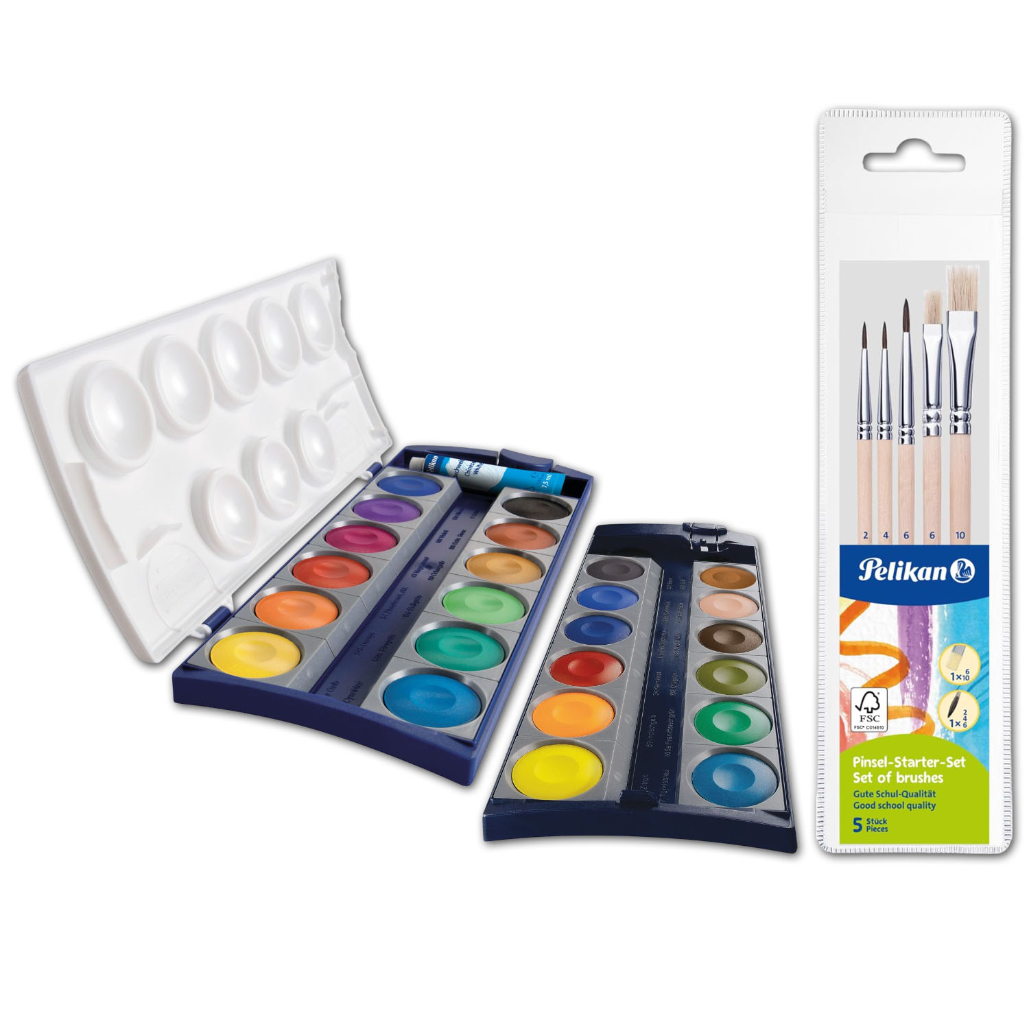 ITENGA Set Pelikan Deckfarbkasten K24, 24 Farben + Pelik...