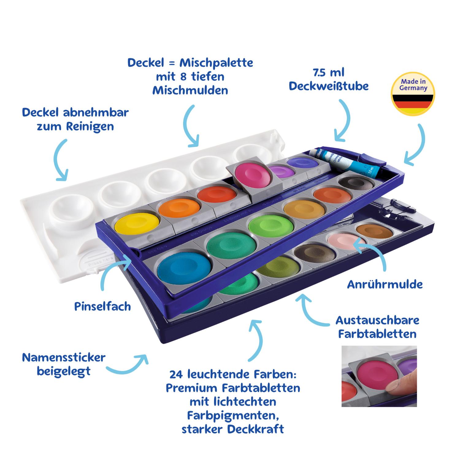 ITENGA Set Pelikan Deckfarbkasten K24, 24 Farben + Pelik...