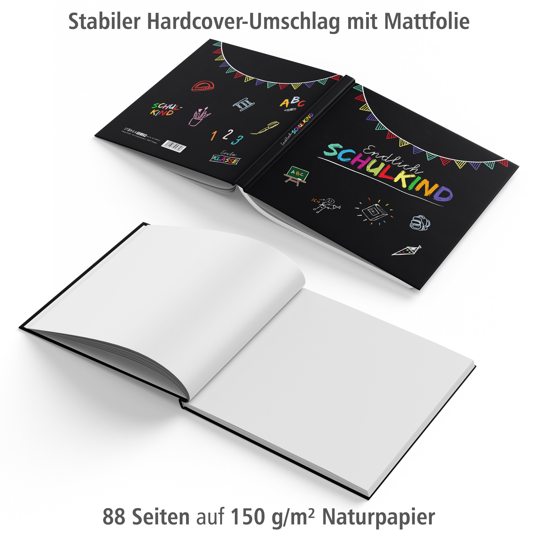 itenga G�stebuch Motiv "Tafel" Schulkind 88 Seiten schwa...