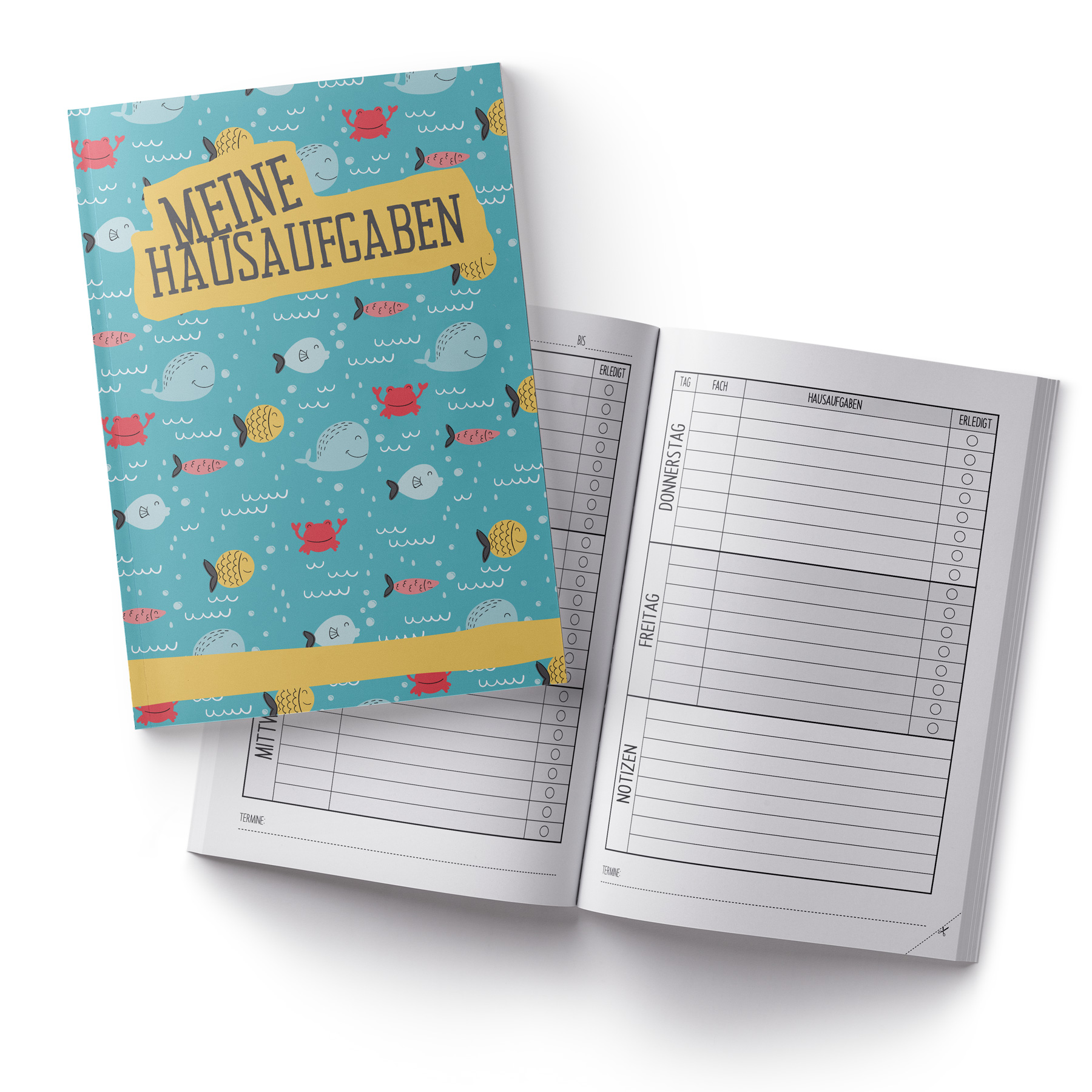 itenga Hausaufgabenheft Fische (Motiv 5) DIN A5, 96 Seiten