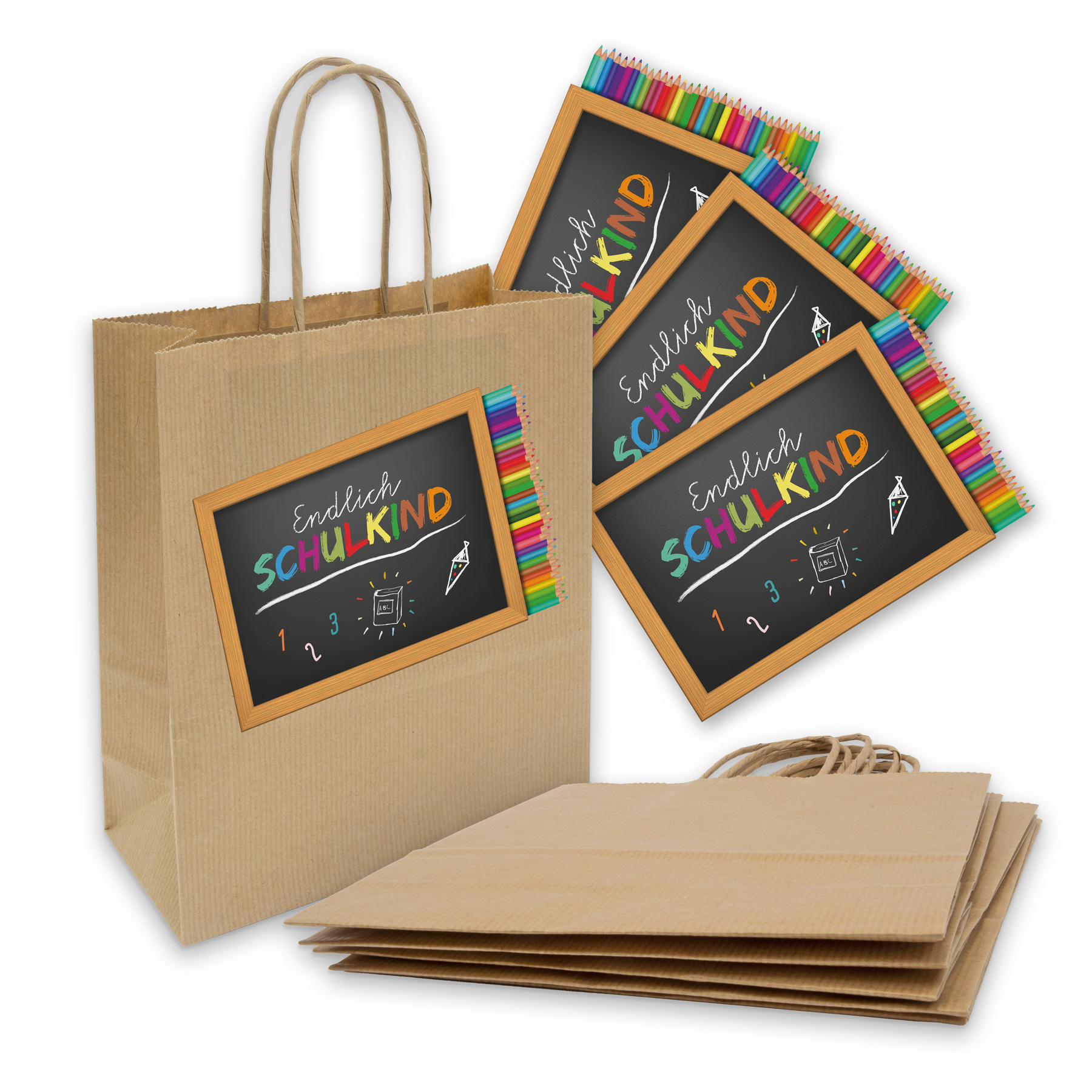 itenga 10x Geschenkt�te mit Kordel + Aufkleber Endlich S...