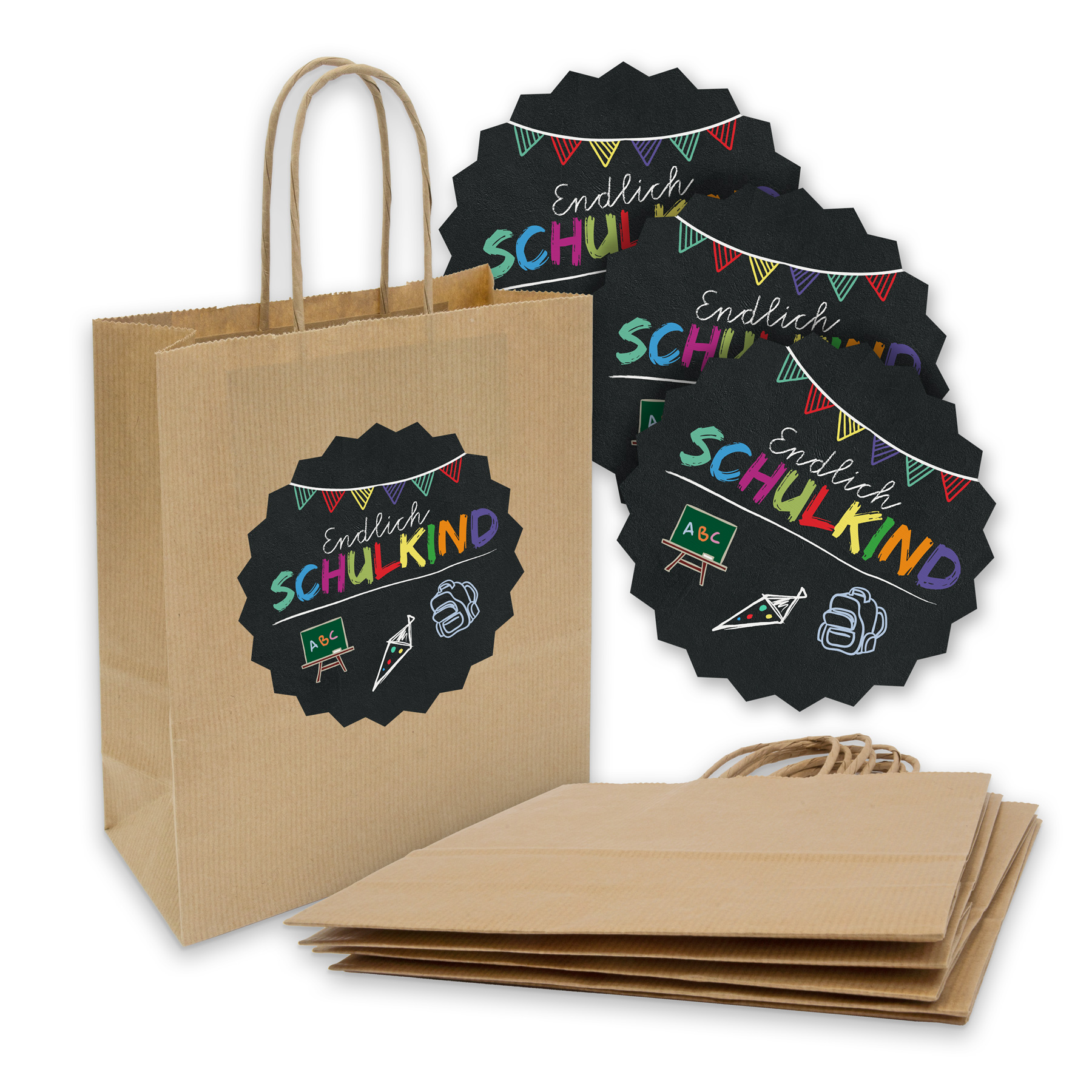 itenga 10x Geschenkt�te mit Kordel + Aufkleber Endlich S...