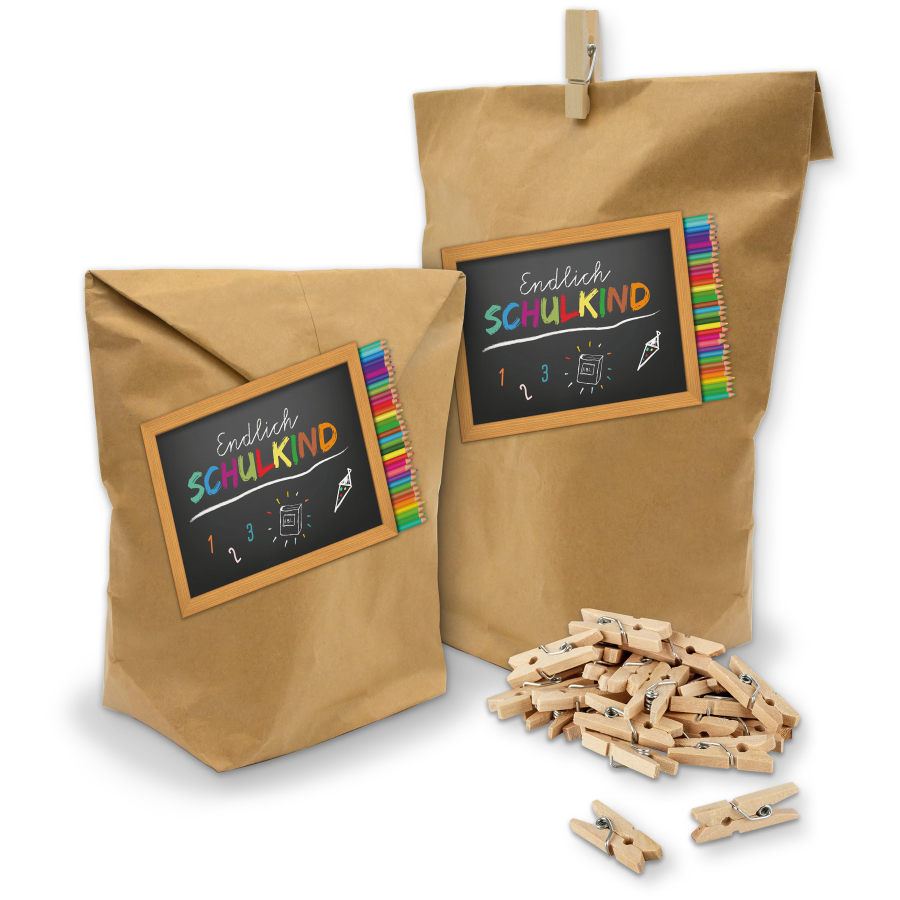 itenga 10x Geschenkt�te + Klammern + Aufkleber Endlich S...