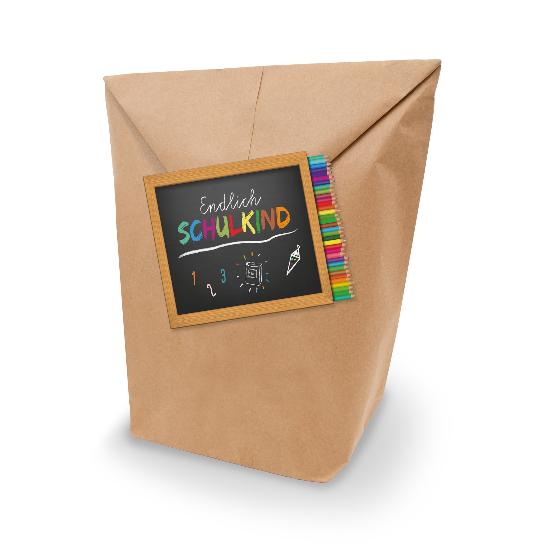 itenga 10x Geschenkt�ten XL + Aufkleber Endlich Schulkin...
