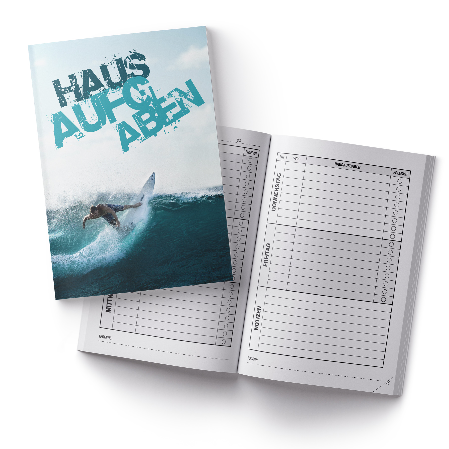 itenga Hausaufgabenheft Surfer (Motiv 33) DIN A5, 96 Seiten