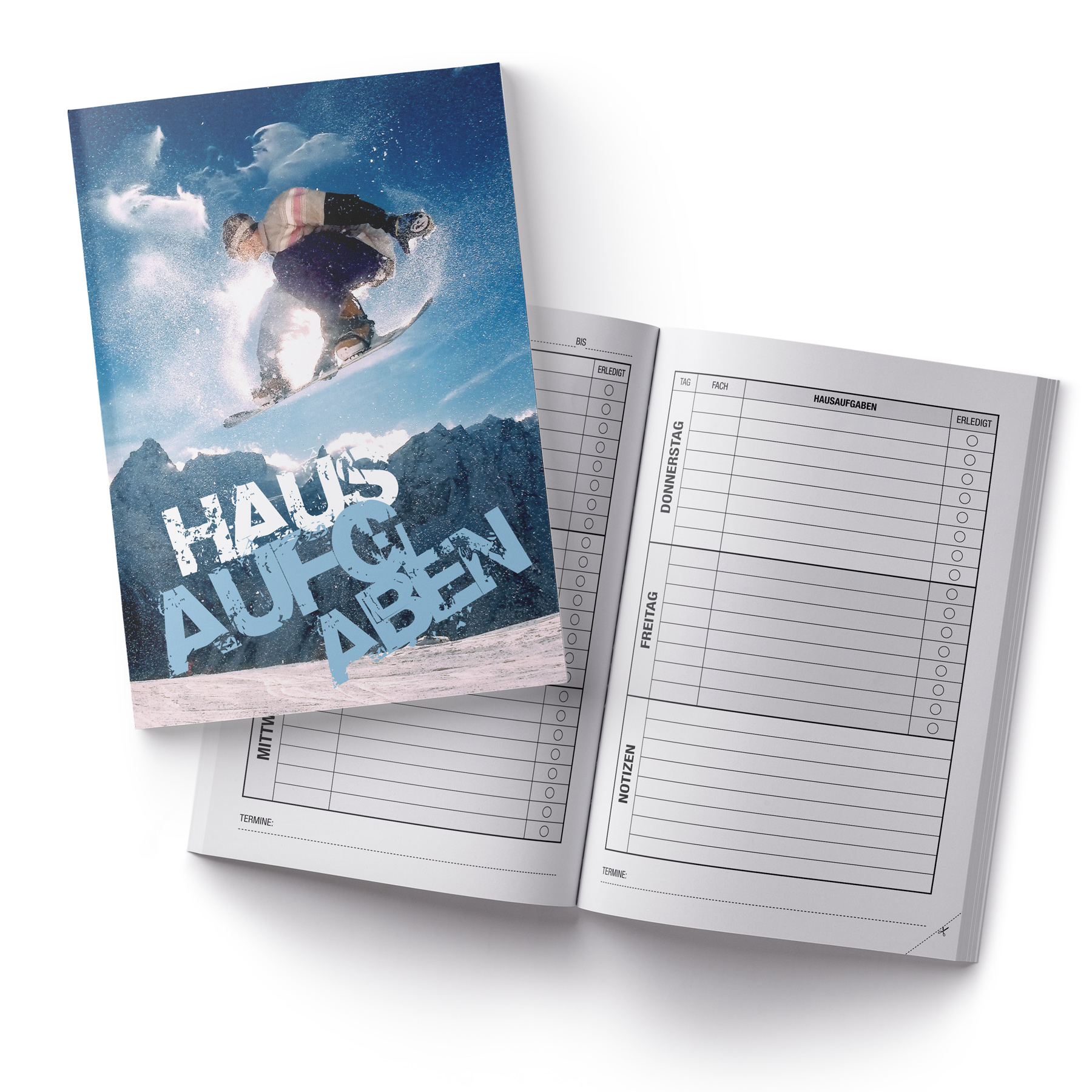 itenga Hausaufgabenheft Snowboarder (Motiv 38) DIN A5, 9...