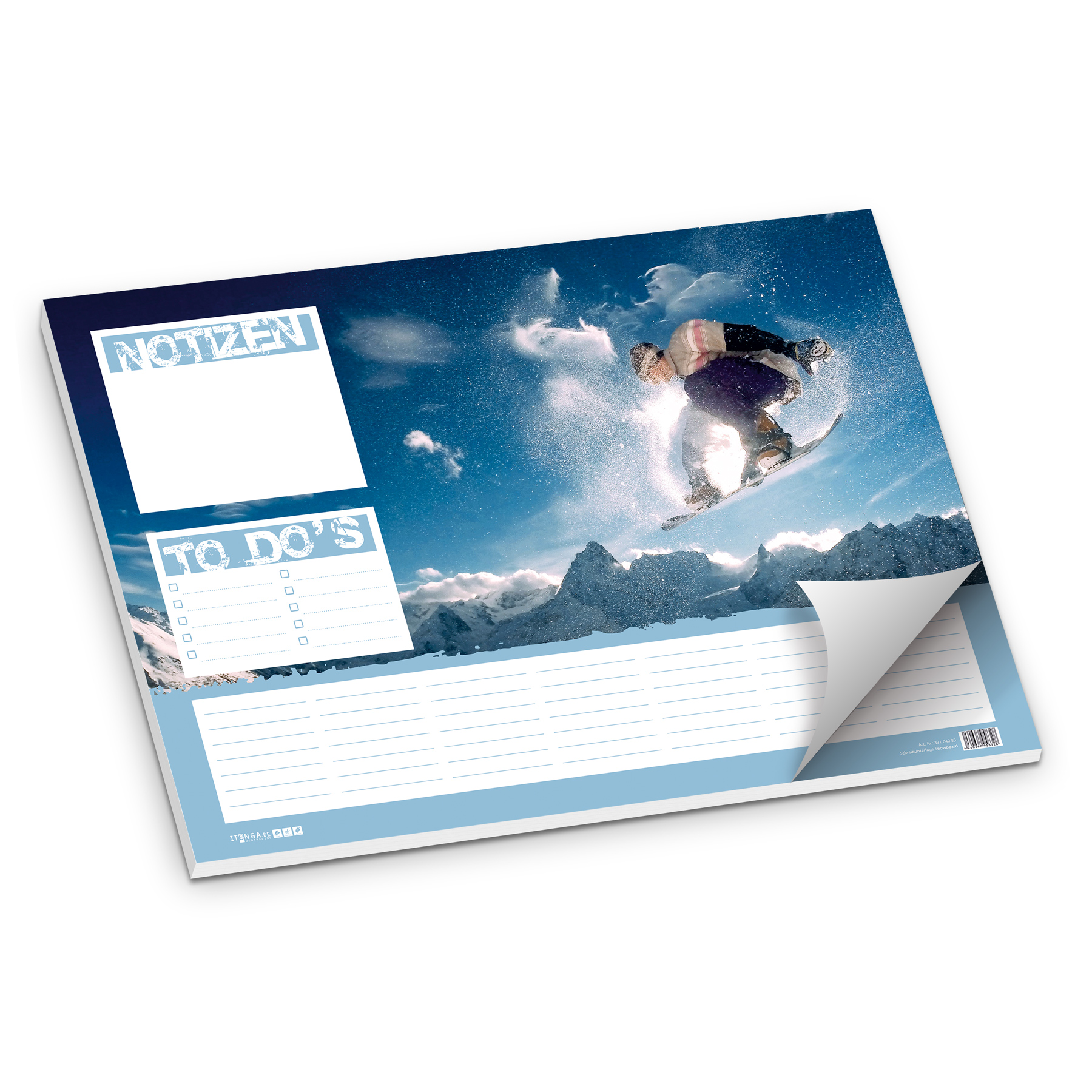 itenga Schreibtischunterlage Snowboard, 50 Blatt Papier,...