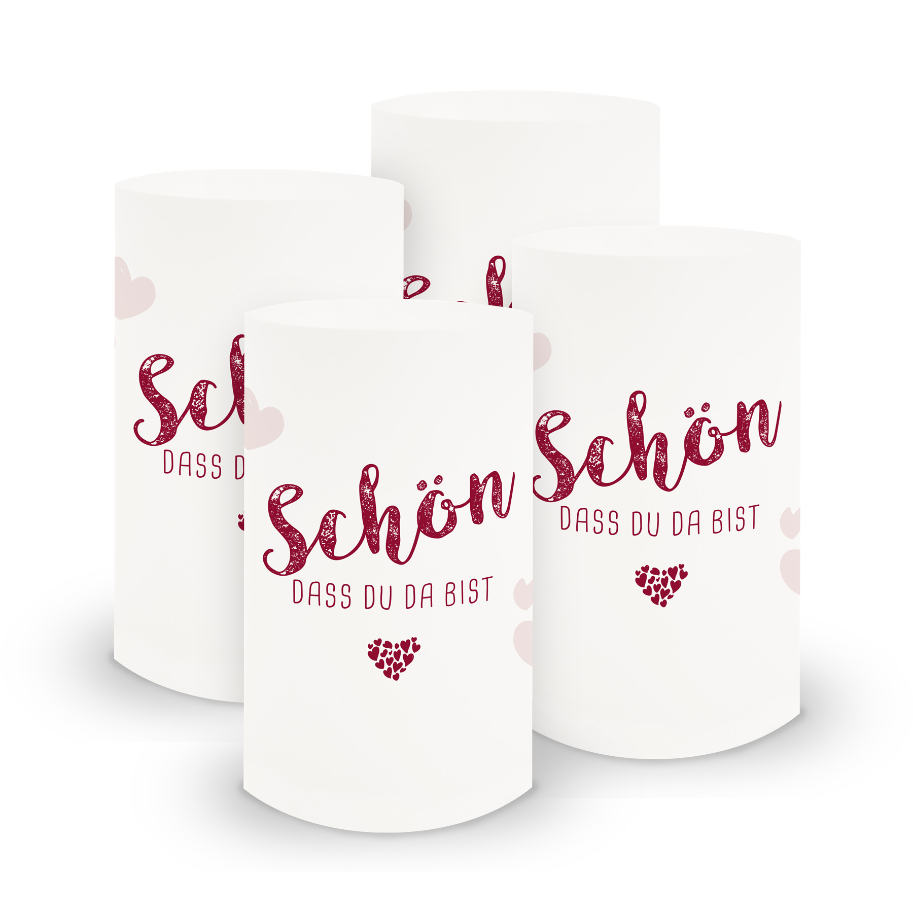 itenga 6x Windlicht klein Sch�n dass du da bist, bordeau...