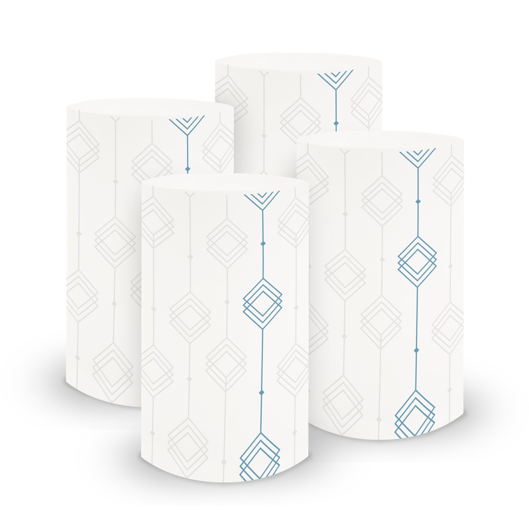 itenga 6x Windlicht klein Ornament wei� blau / nordic bl...