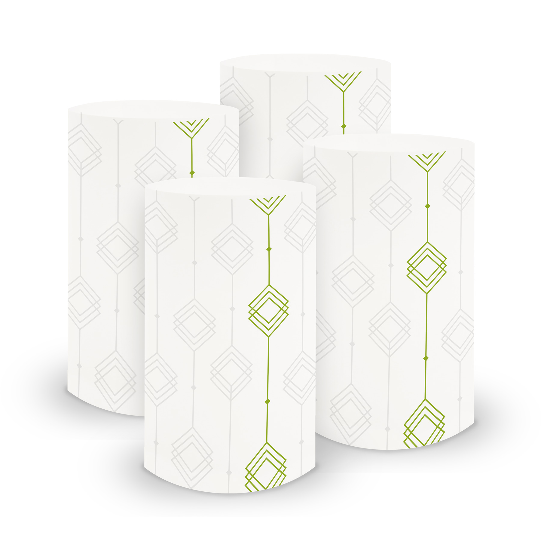 itenga 6x Windlicht klein Ornament wei� gr�n / fr�hlings...
