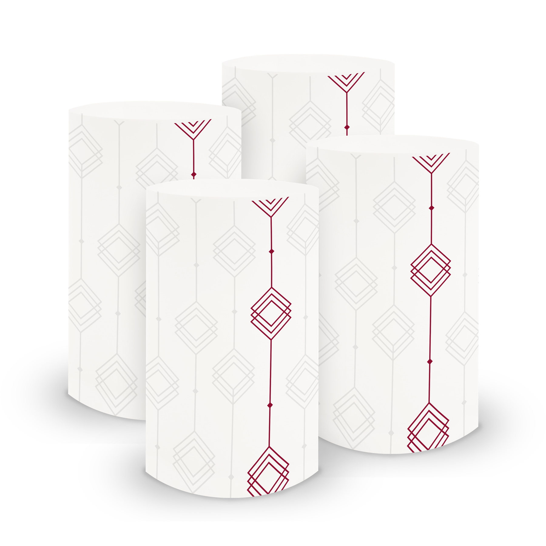 itenga 6x Windlicht klein Ornament wei� dunkelrot / bord...