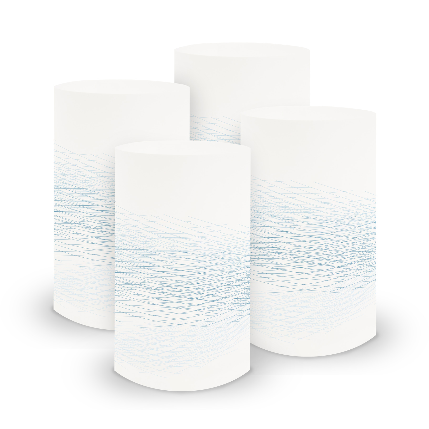itenga 6x Windlicht klein Linien wei� blau / nordic blue...