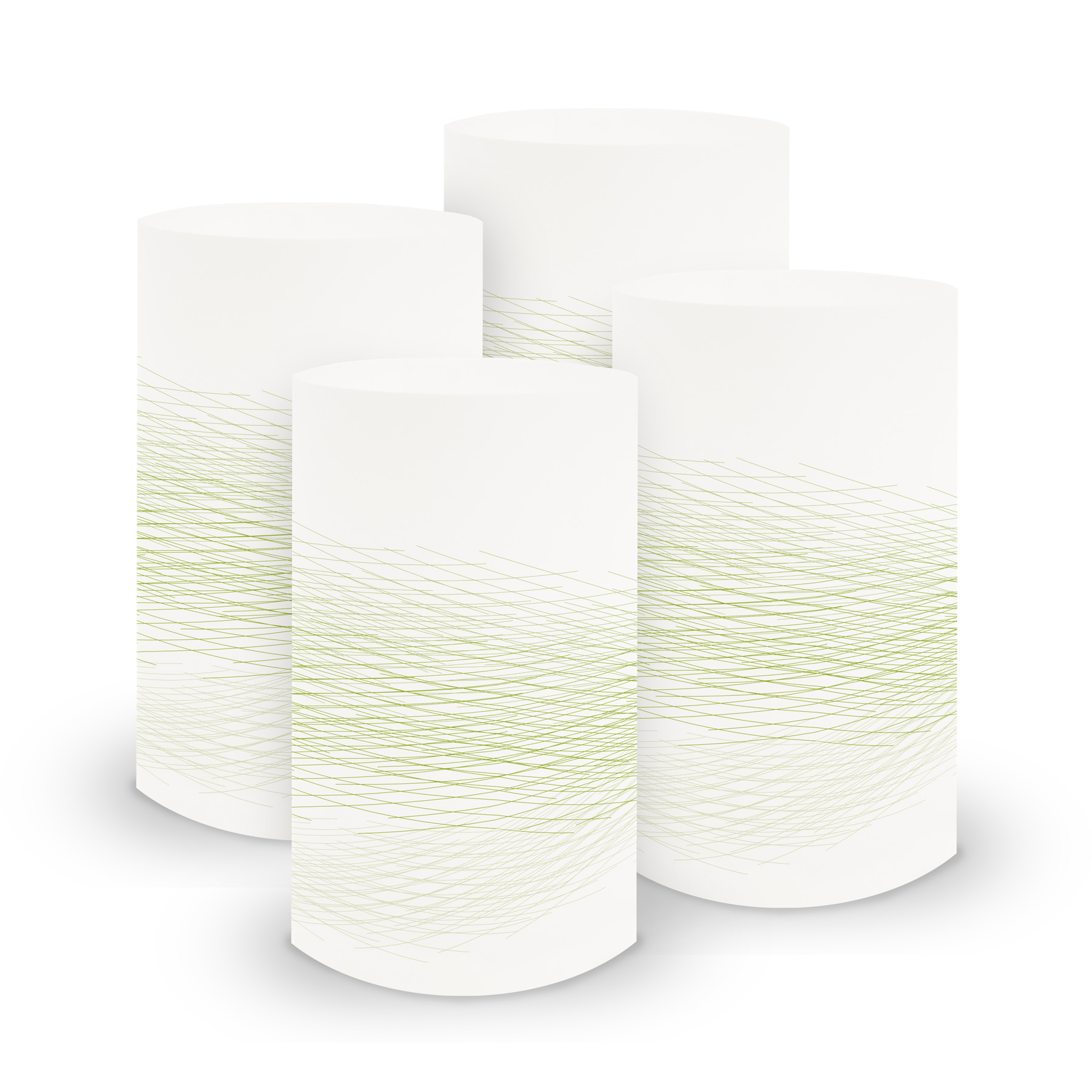 itenga 6x Windlicht klein Linien wei� gr�n / fr�hlingsgr...