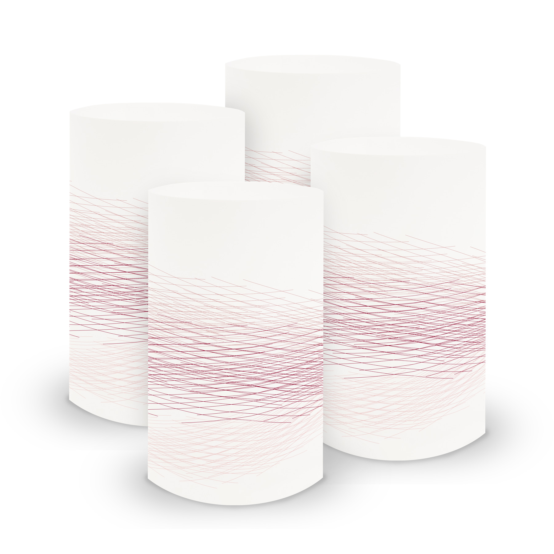 itenga 6x Windlicht klein Linien wei� dunkelrot / bordea...