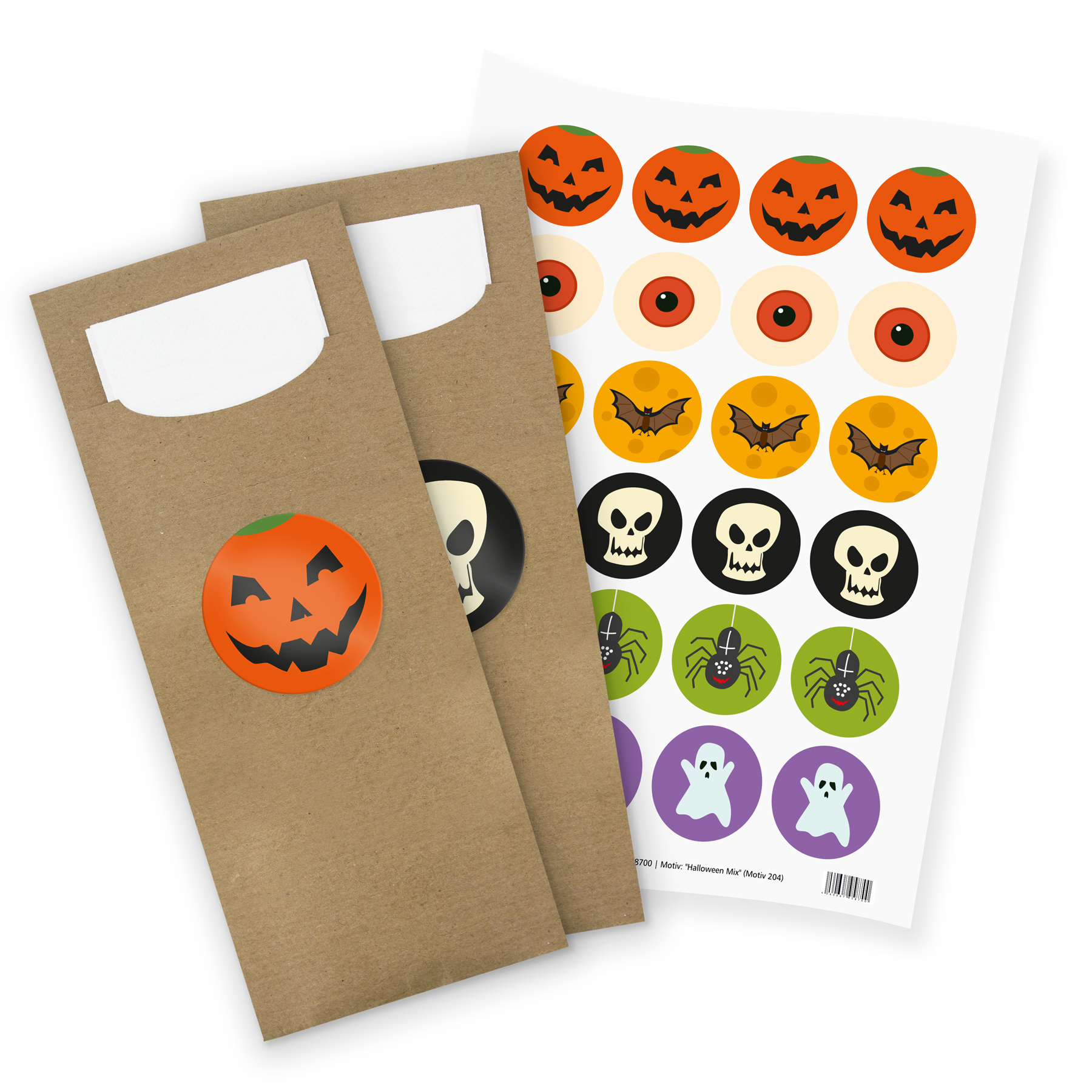 itenga 24x Bestecktaschen + Stickerbogen "Halloween Mix"...