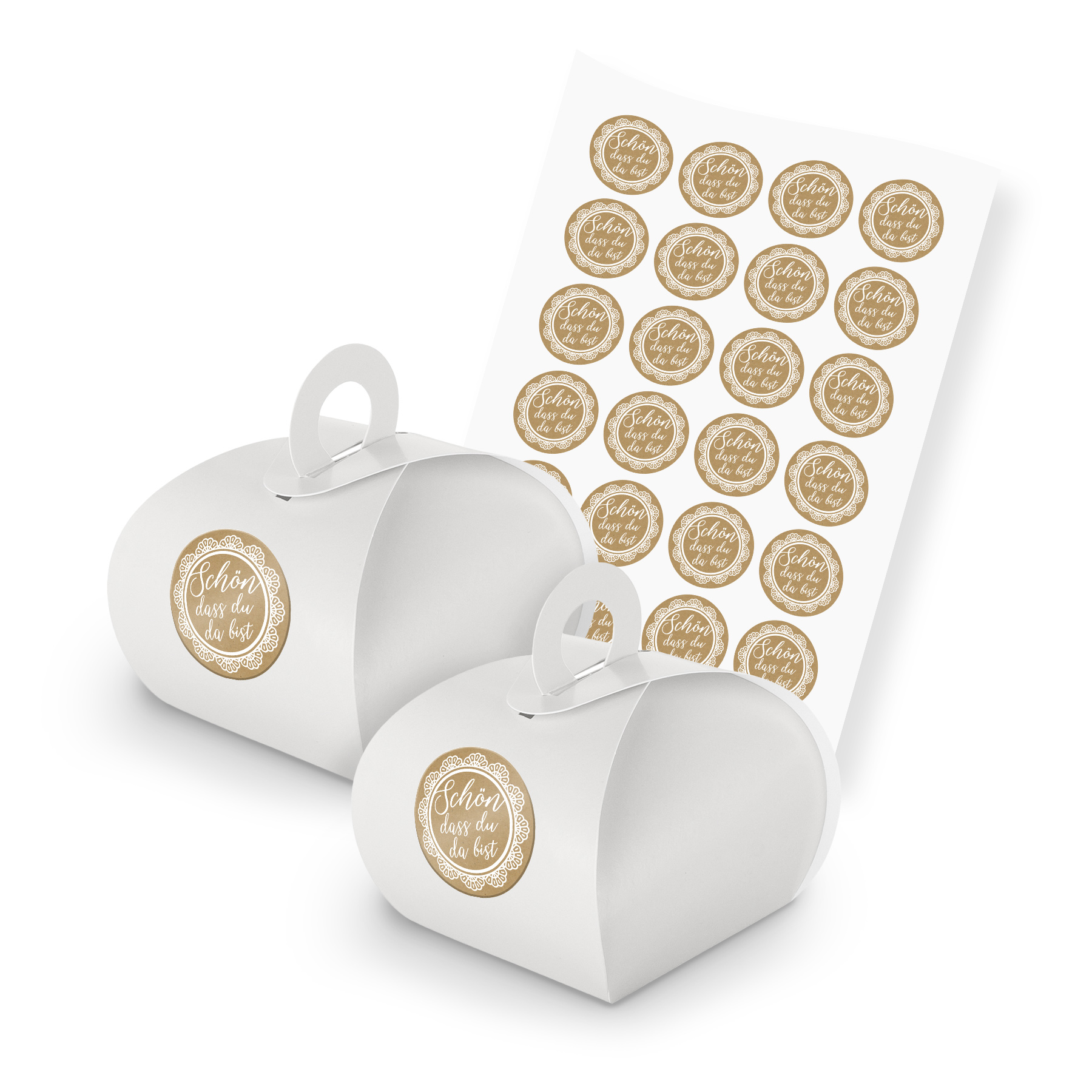 itenga SET 24x Geschenkschachtel wei� mit Griff + Sticke...