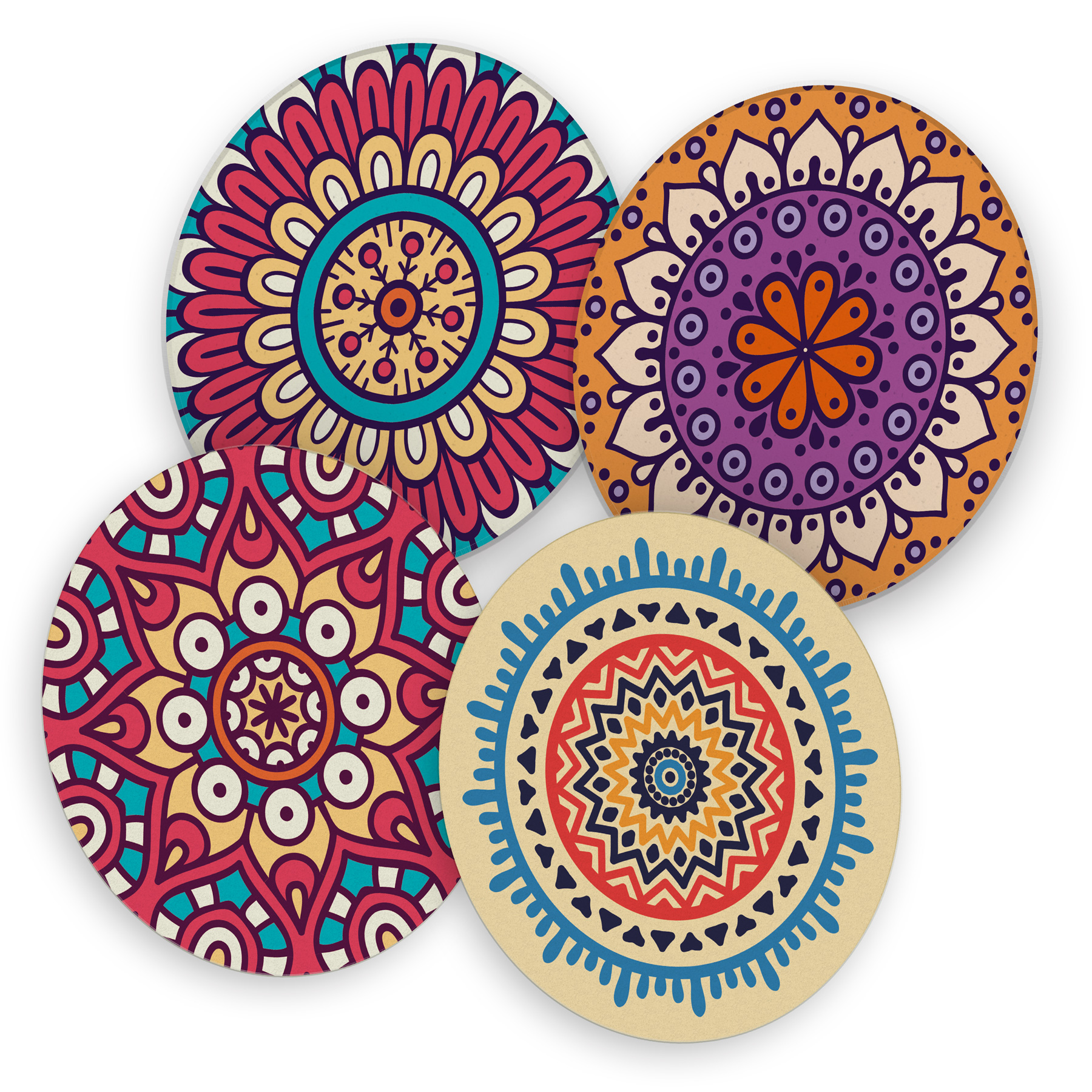 itenga 40x Bierdeckel Mandala I Bunt I 4 Motive I Unters...