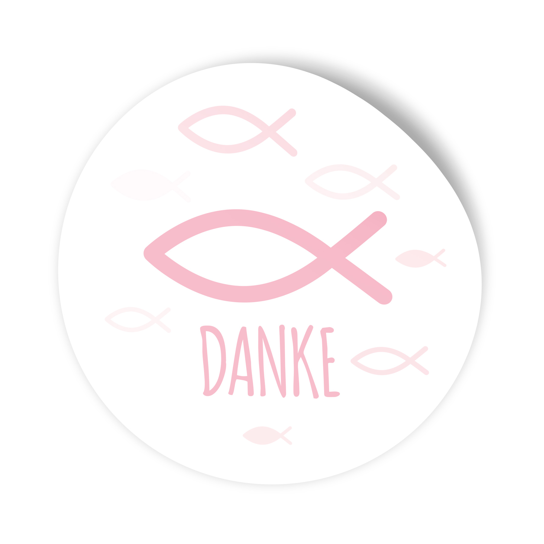 itenga 100x Sticker Fisch Danke rosa 4,0 cm rund