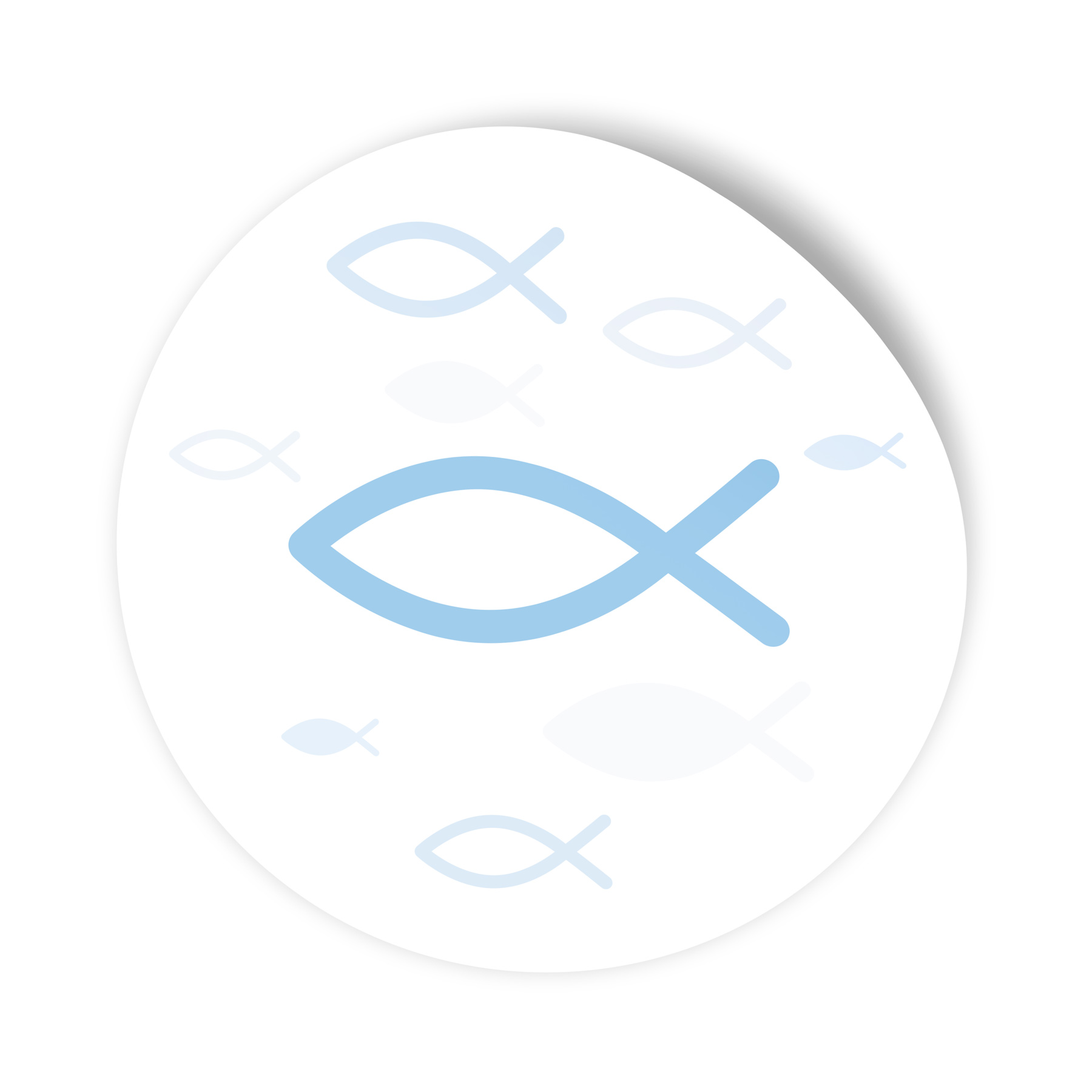 itenga 25x Sticker "Fisch" hellblau 4,0 cm rund
