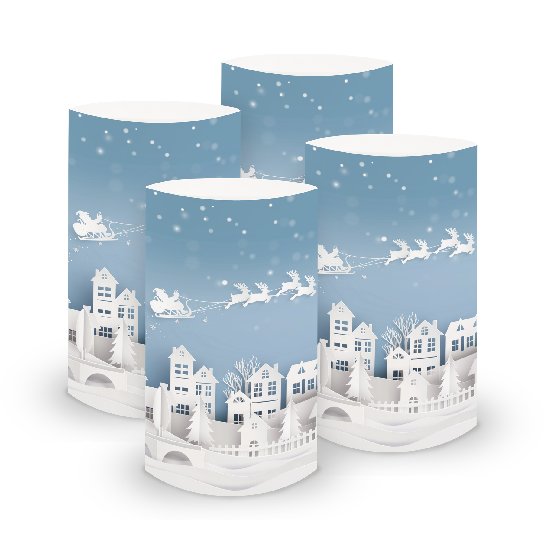 itenga 6x Windlicht klein Dorf f�r Weihnachten Winter Ad...