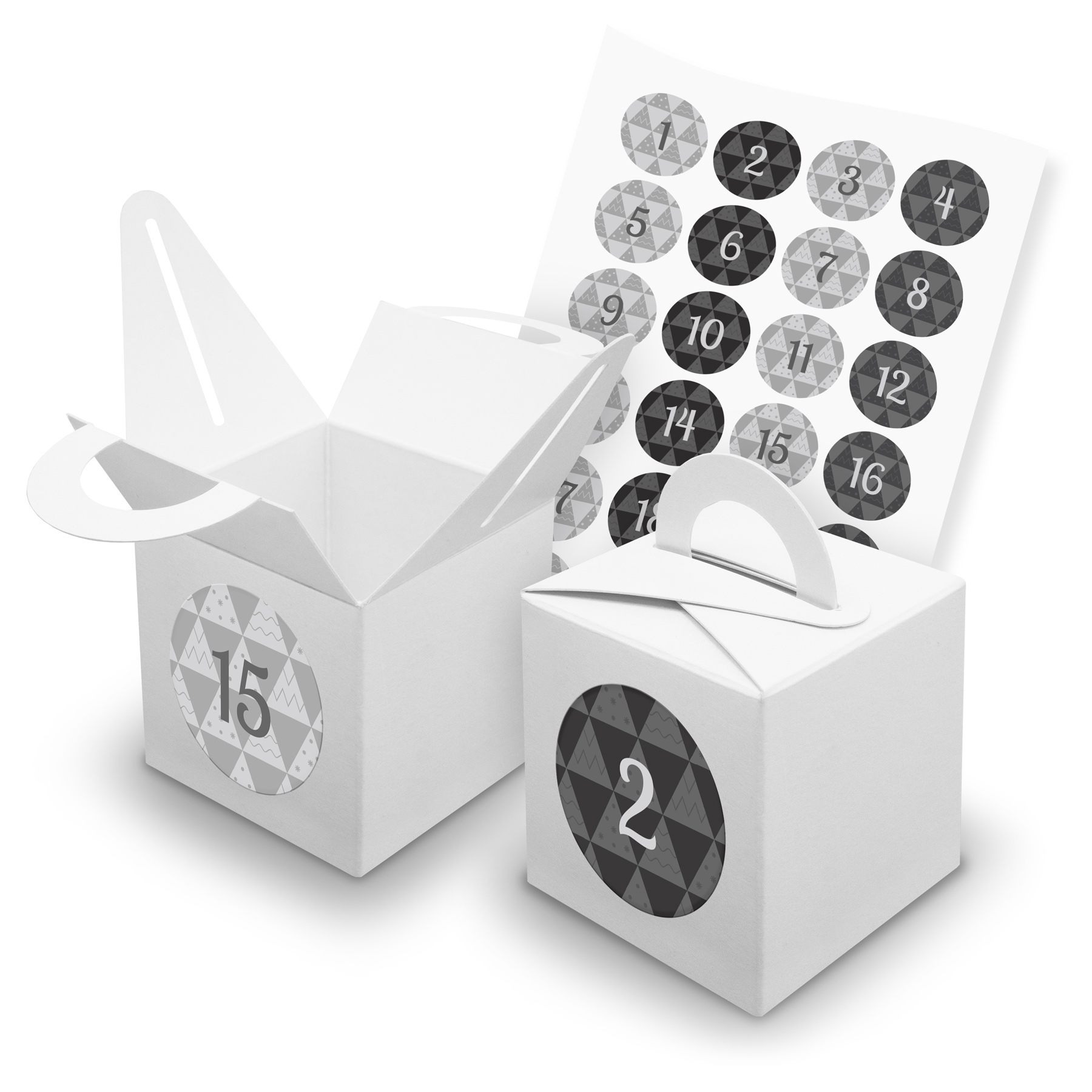 itenga SET V42 Adventskalender W�rfelbox mit Griff Wei� ...
