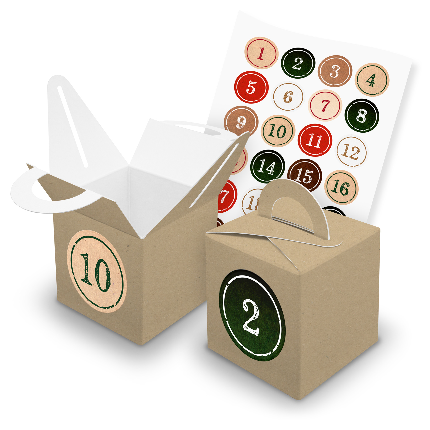 itenga SET V43 Adventskalender W�rfelbox mit Griff Braun...