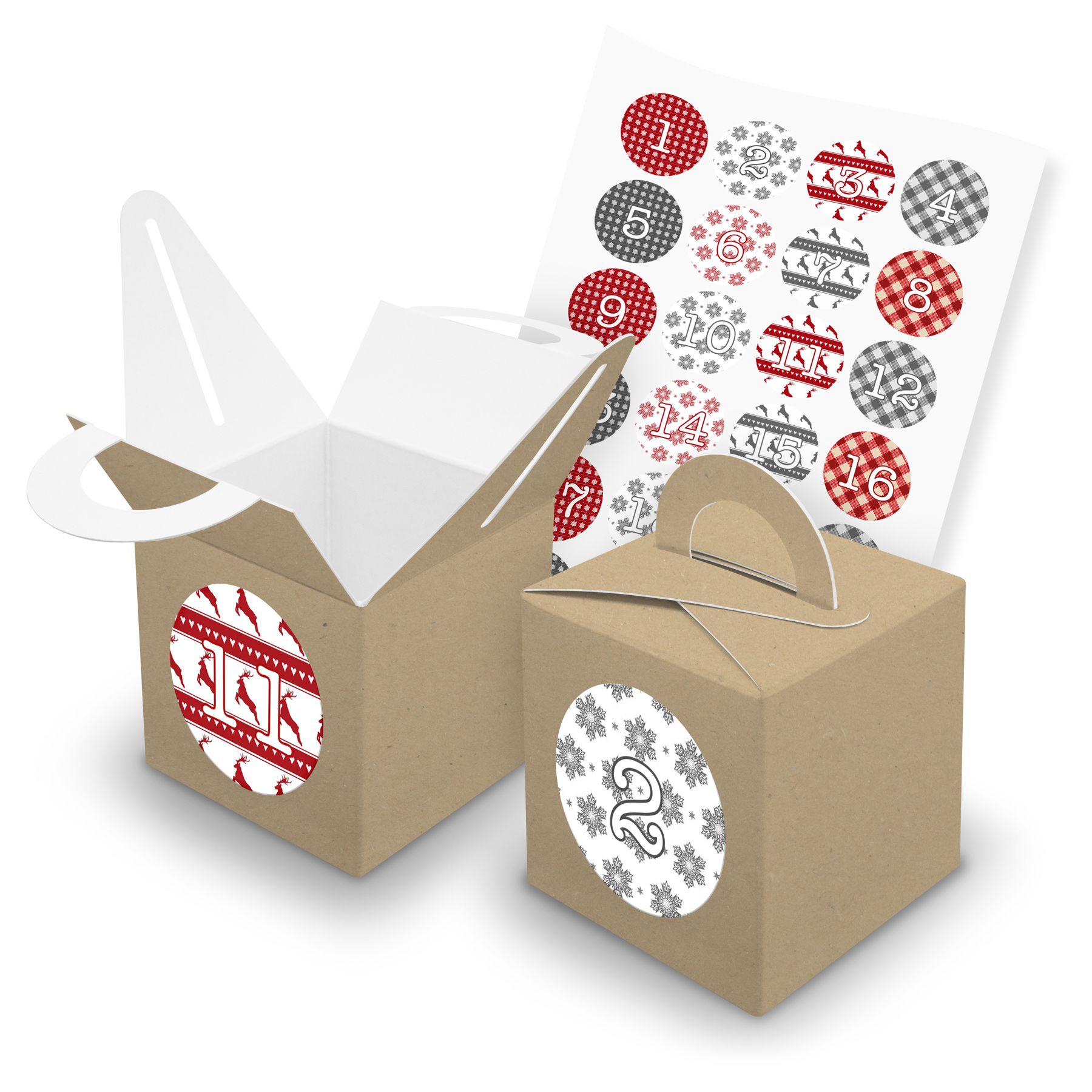 itenga SET V43 Adventskalender W�rfelbox mit Griff Braun...