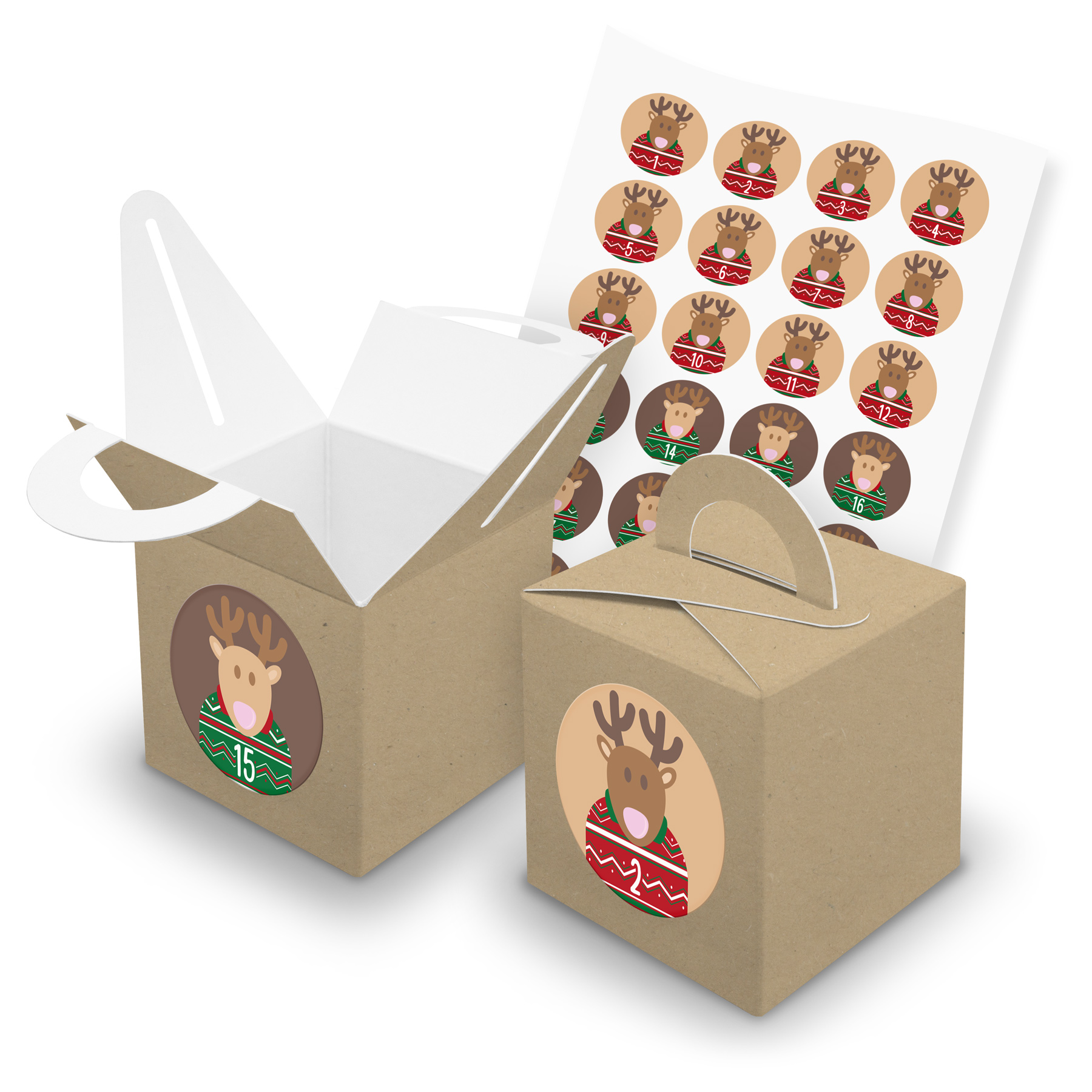 itenga SET V43 Adventskalender W�rfelbox mit Griff Braun...
