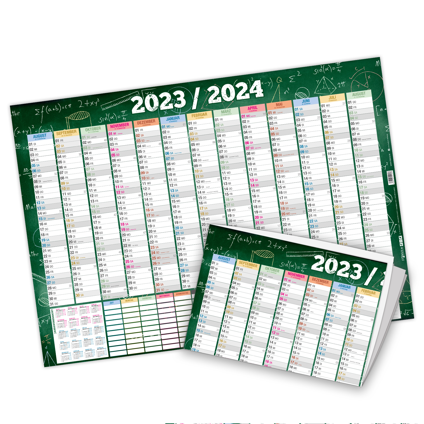 itenga Schlerkalender 2023 2024  DIN A2 gefalzt auf DIN A4