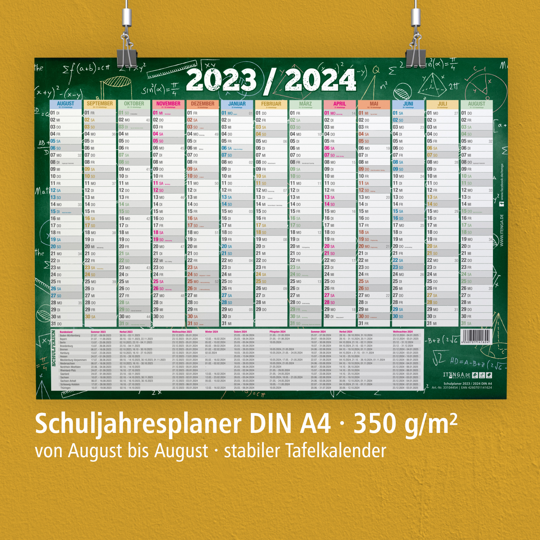itenga Schlerkalender Schuljahr 2023 2024  DIN A4