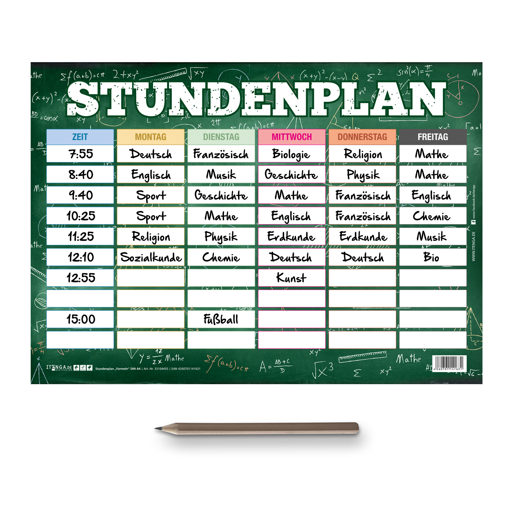 itenga Stundenplan Formeln DIN A4 300 g/qm einseitig abw...