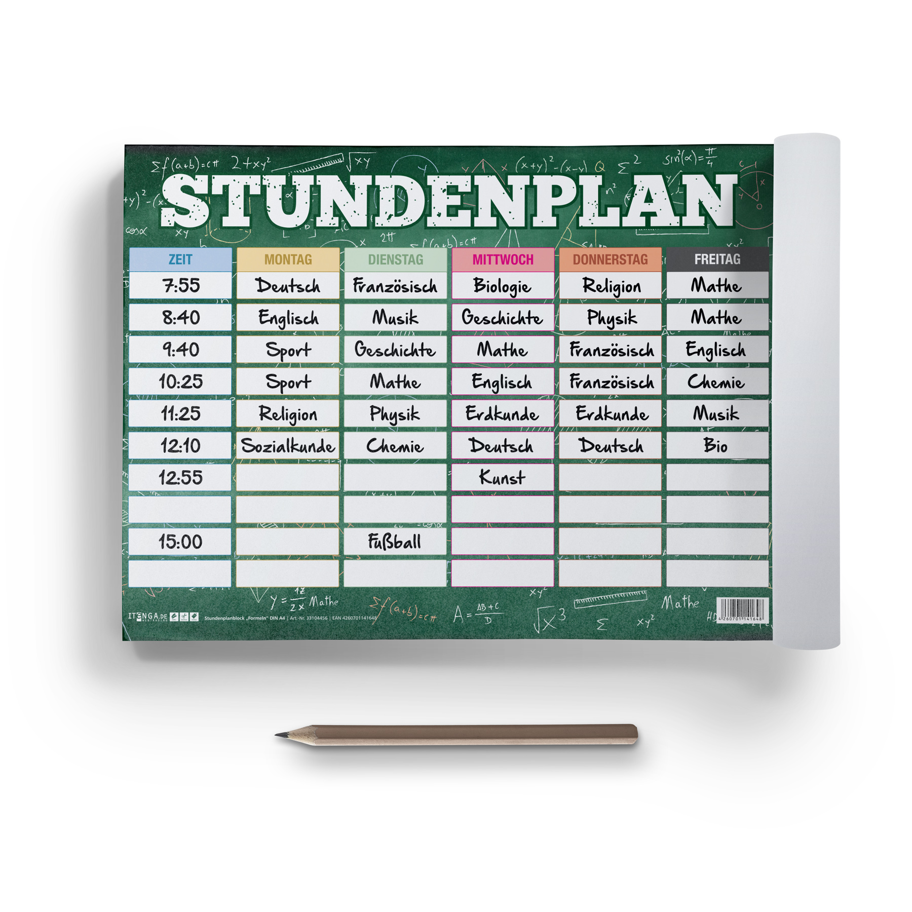 itenga Stundenplan Block 25 Blatt Motiv Formeln DIN A4