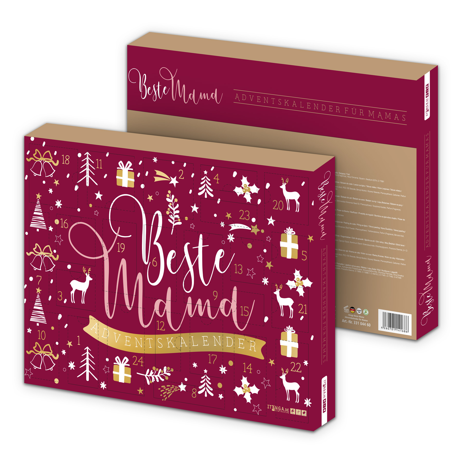 itenga Adventskalender Beste Mama rot gold