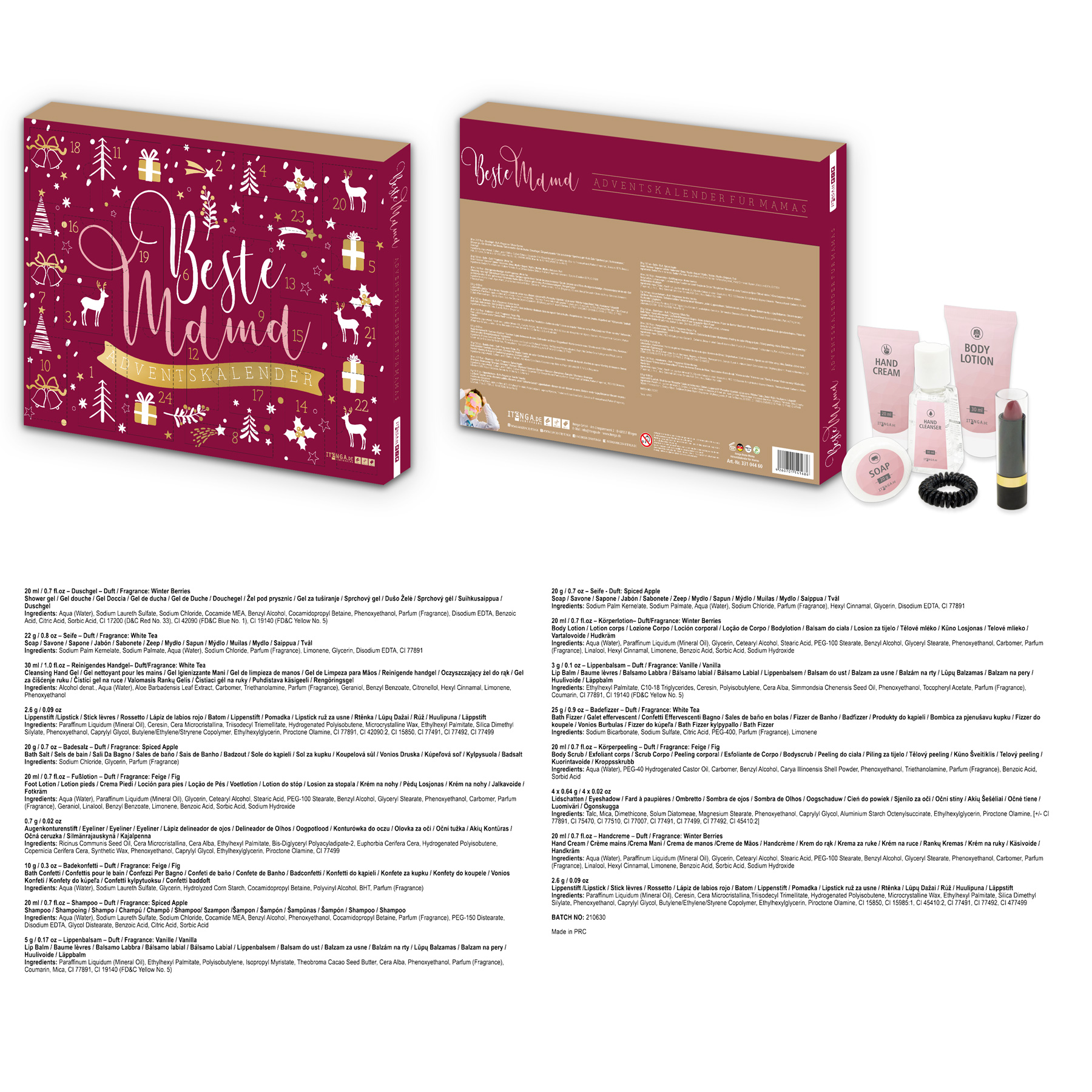 itenga Adventskalender Beste Mama rot gold