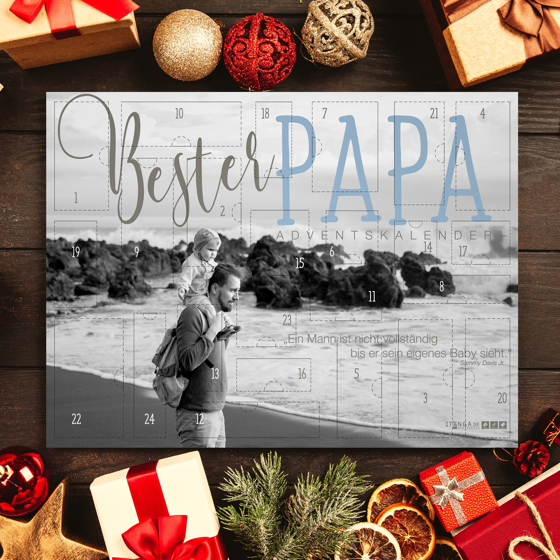 itenga Adventskalender gef�llt "Bester Papa" Fotomotiv