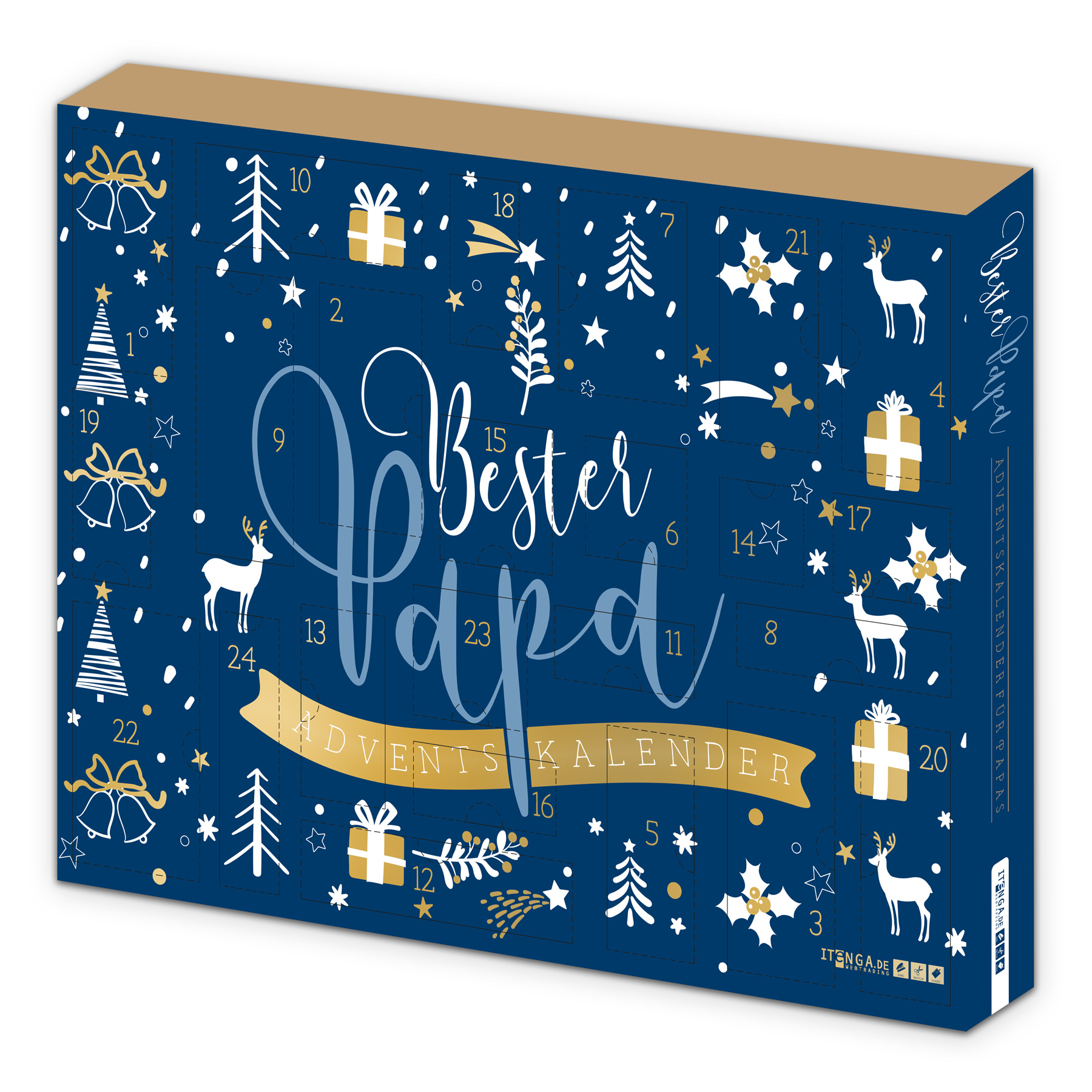 itenga Adventskalender gef�llt "Bester Papa" Blau Gold
