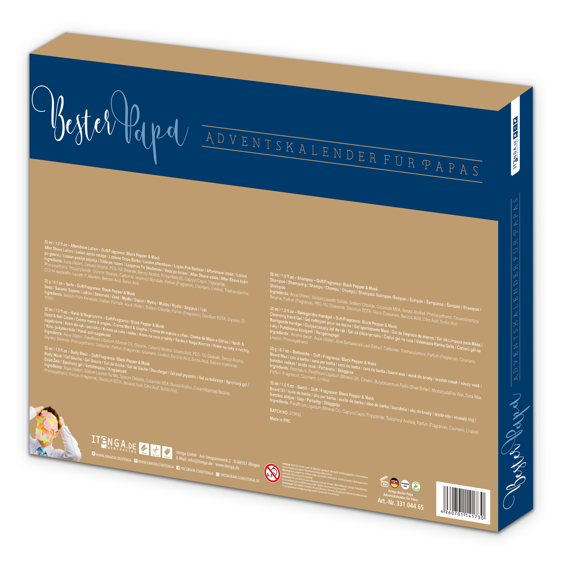 itenga Adventskalender gef�llt "Bester Papa" Blau Gold