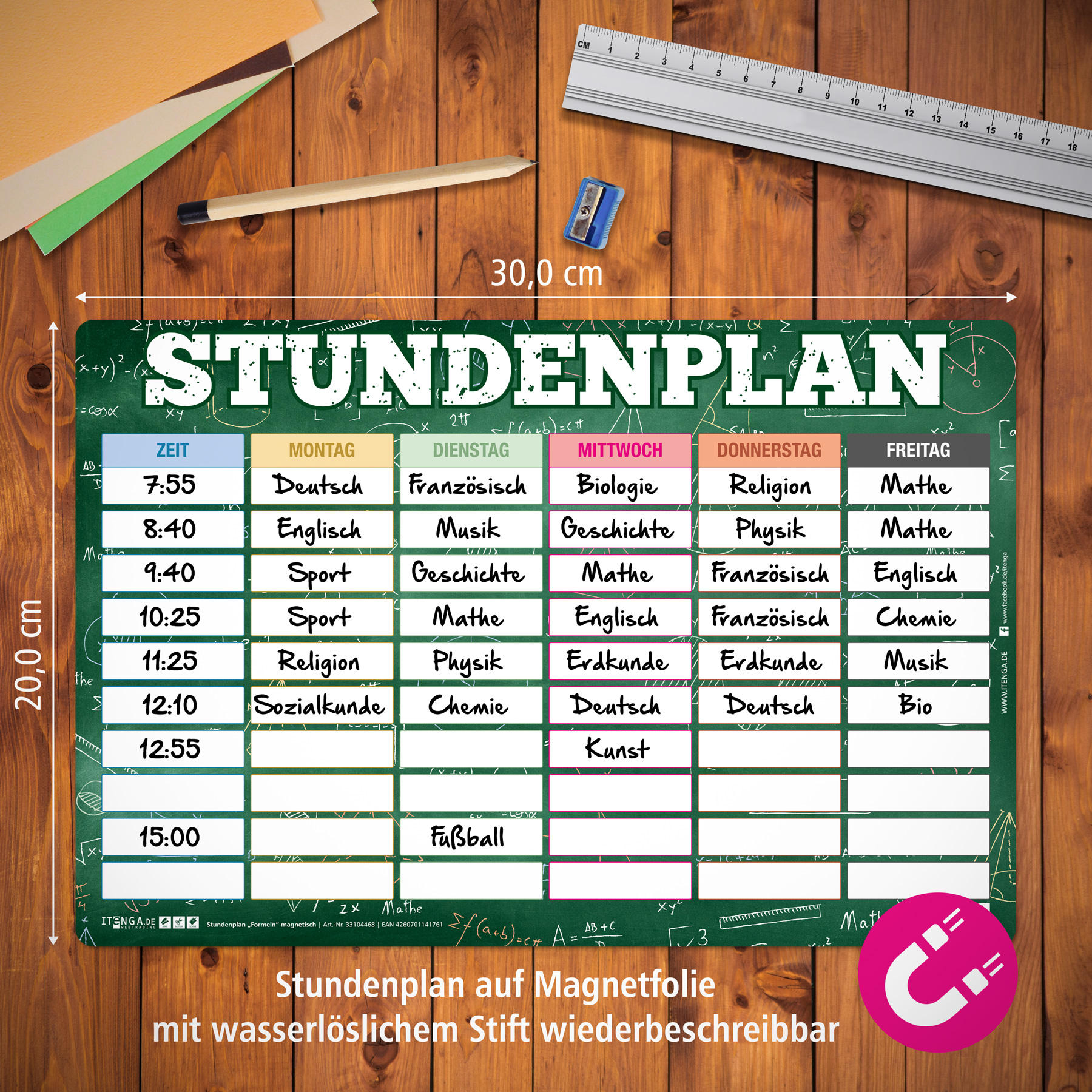 itenga Stundenplan magnetisch Formeln 30 x 20 cm