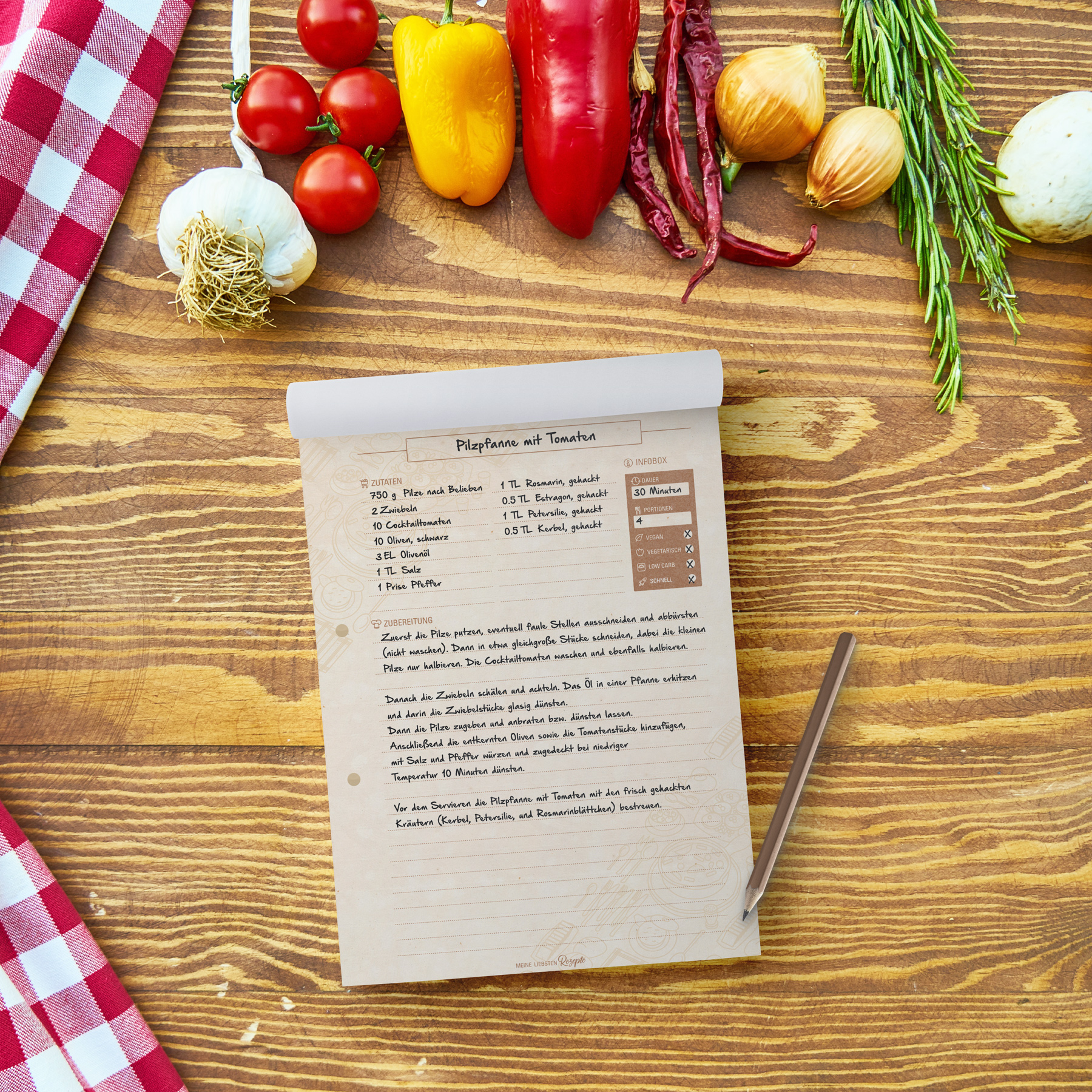 itenga Rezeptblock "Meine liebsten Rezepte" DIN A4 100Se...