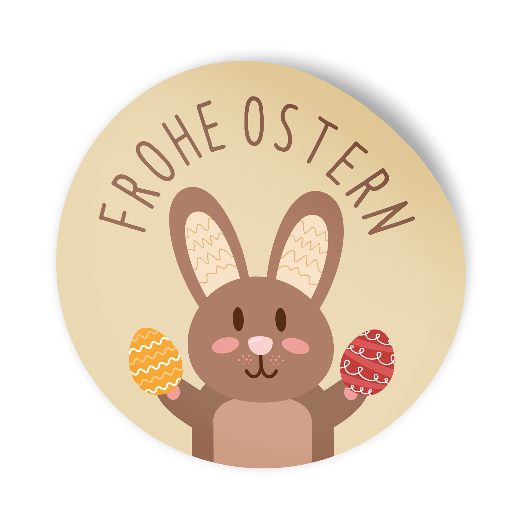 itenga Aufkleber Frohe Ostern Hasenbande braun 4cm (Moti...