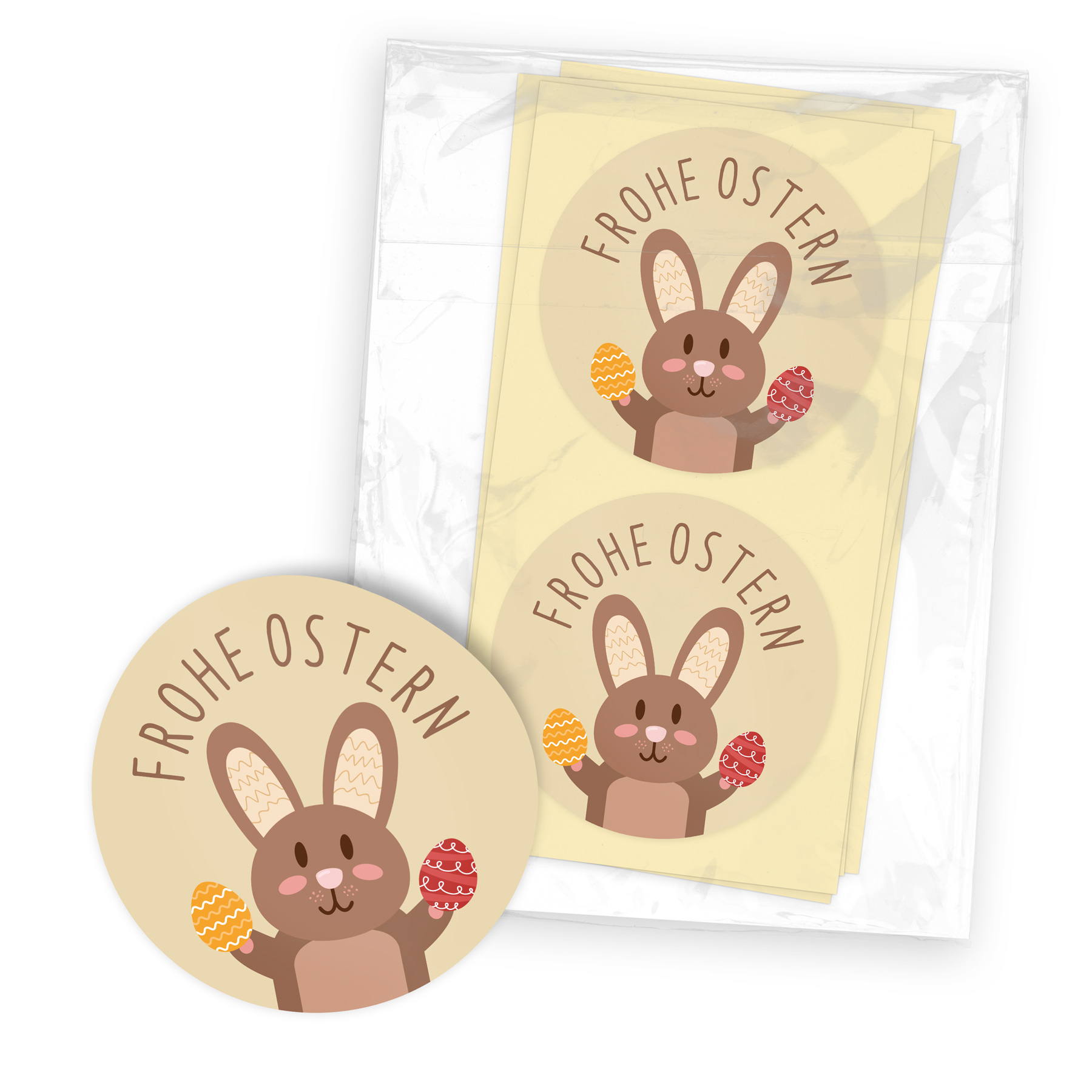 itenga Aufkleber Frohe Ostern Hasenbande braun 4cm (Moti...