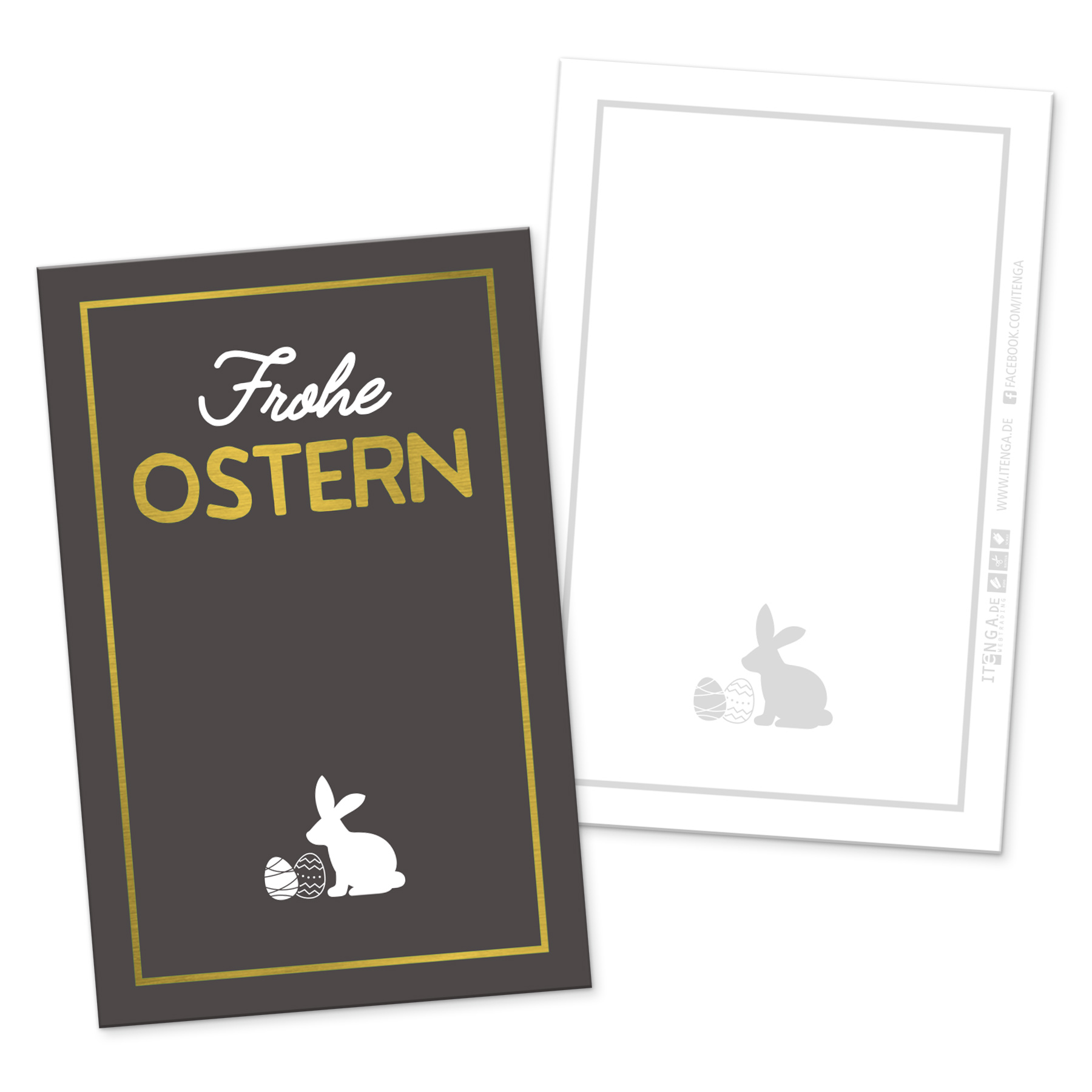 itenga 24 x Geschenkekarten Frohe Ostern dunkelgrau wei...