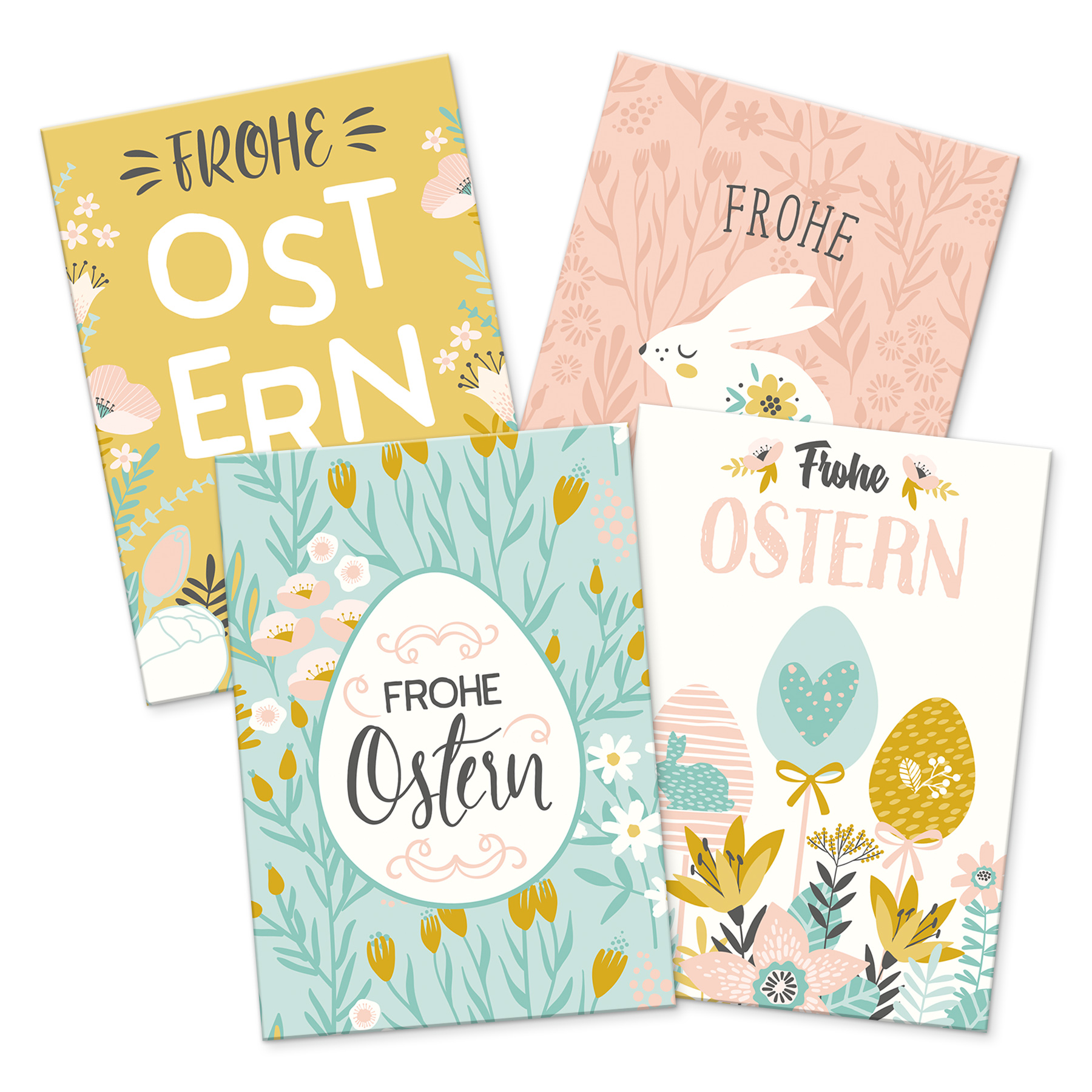 itenga 12 x Postkarte Grukarte Frohe Ostern Mix mit 4 M...