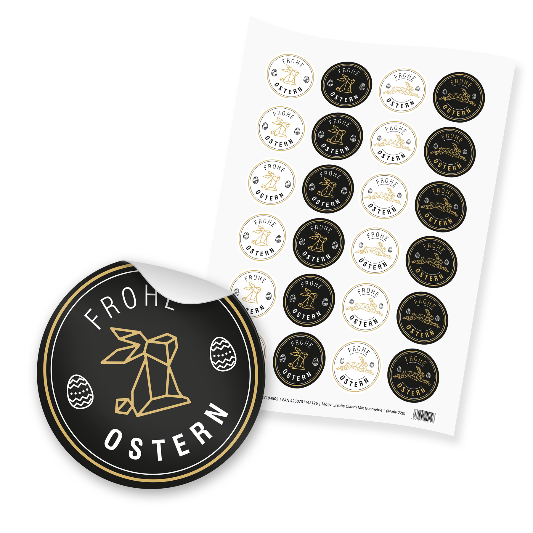 ITENGA 24x Sticker Frohe Ostern Mix Geometrie wei� schwa...
