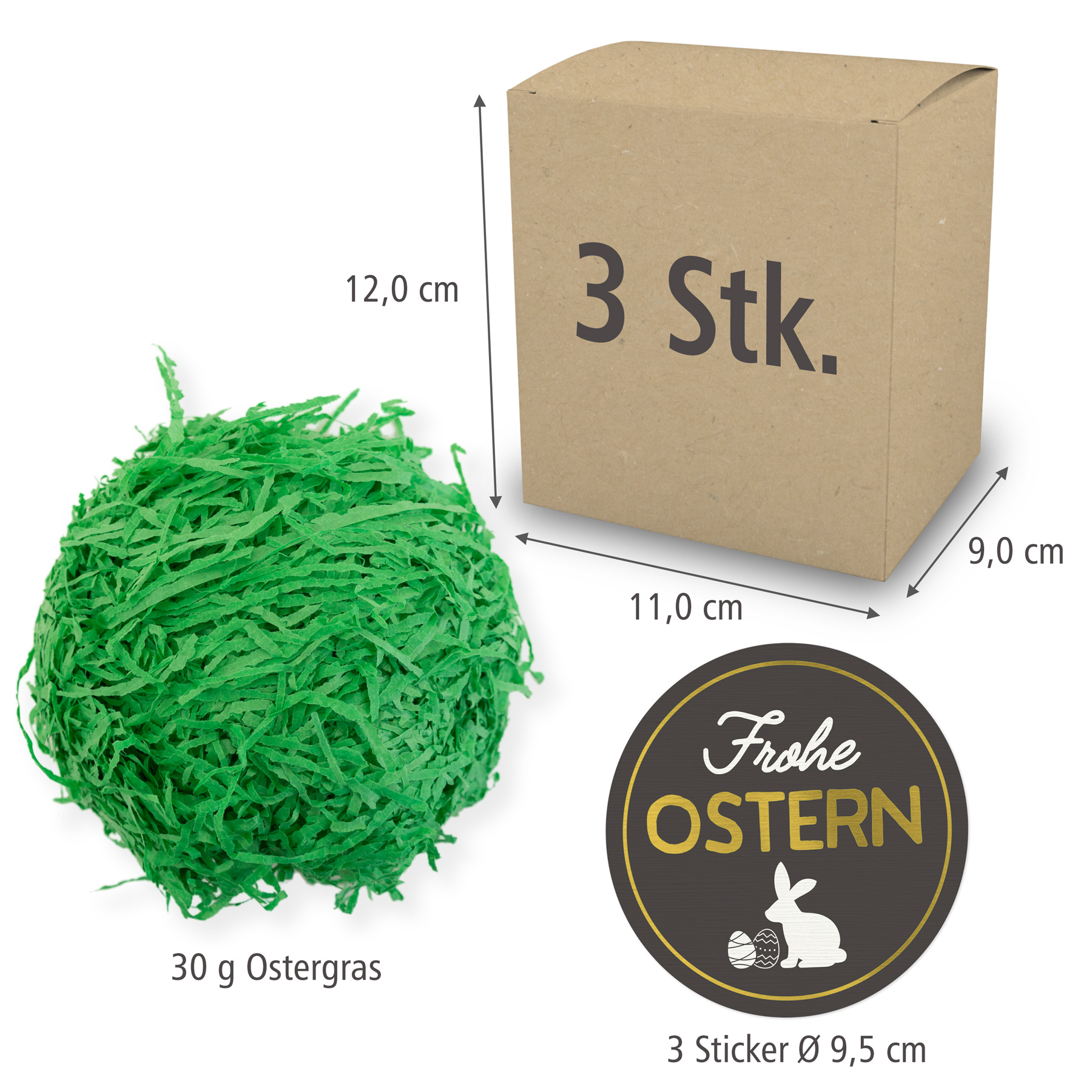 itenga 3x XL-W�rfel in Braun Frohe Ostern Hase dunkelgra...