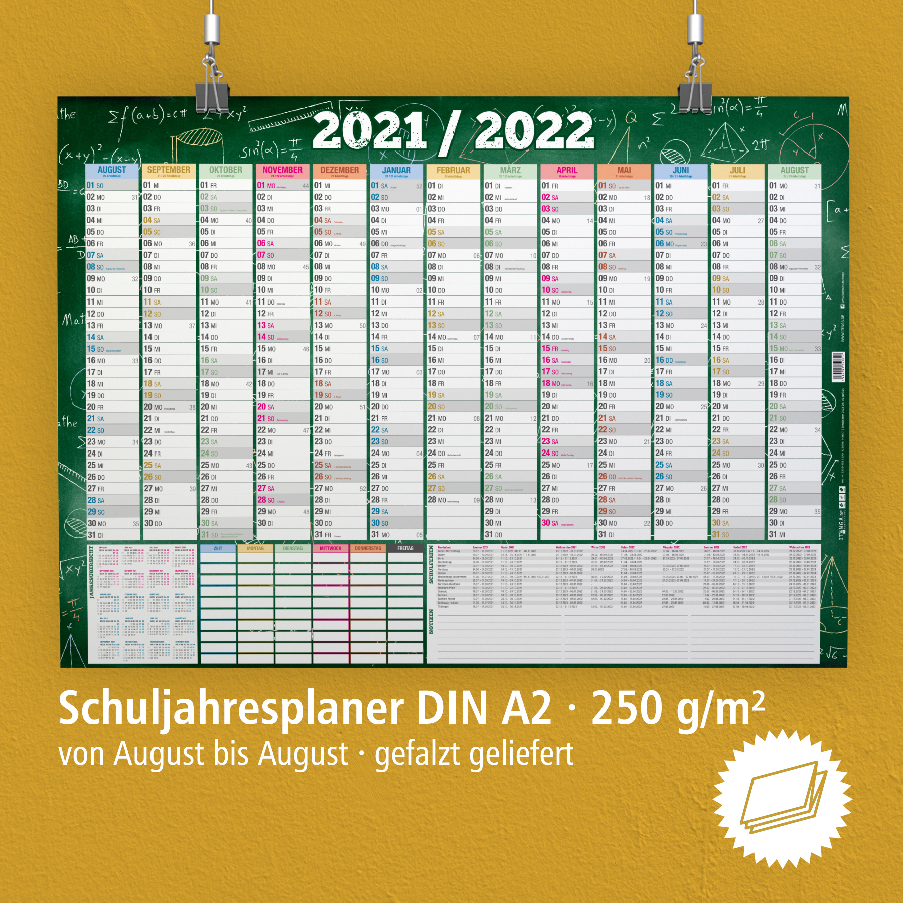 itenga Set Sch�lerkalender A2 und A4 und Stundenplan