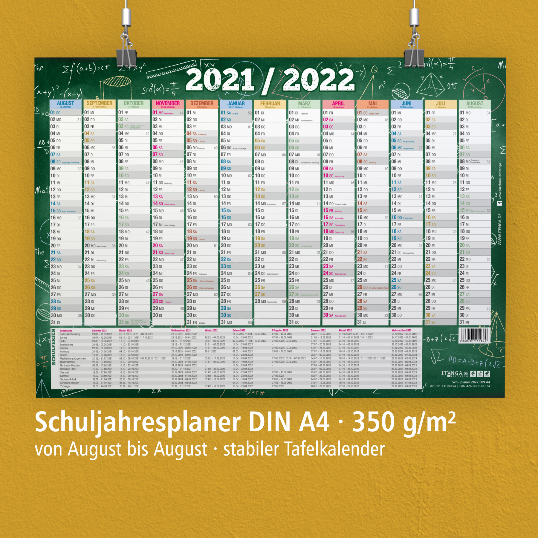 itenga Set Sch�lerkalender A2 und A4 und Stundenplan