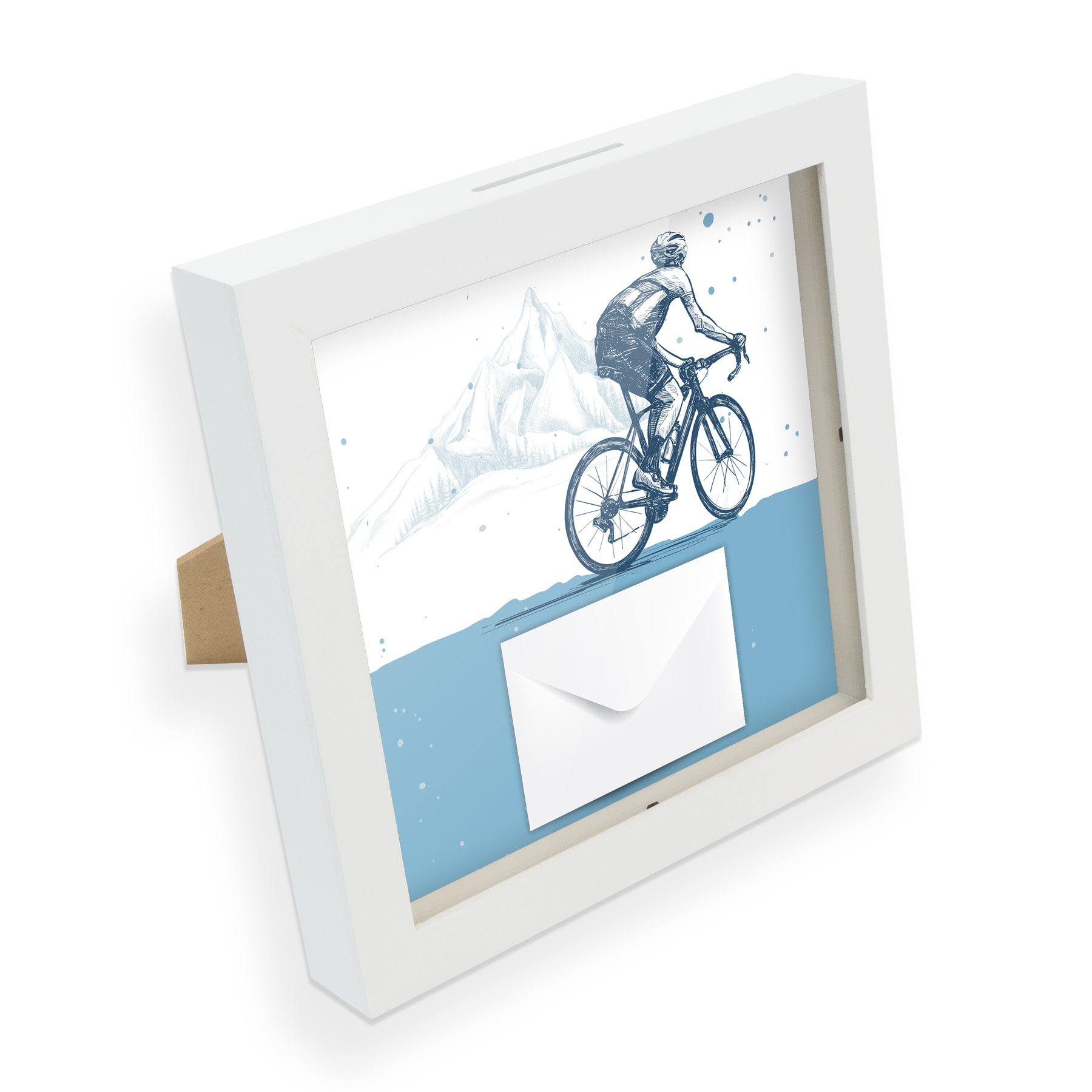 itenga Bilderrahmen Spardose Geldgeschenk Fahrrad Zeichn...