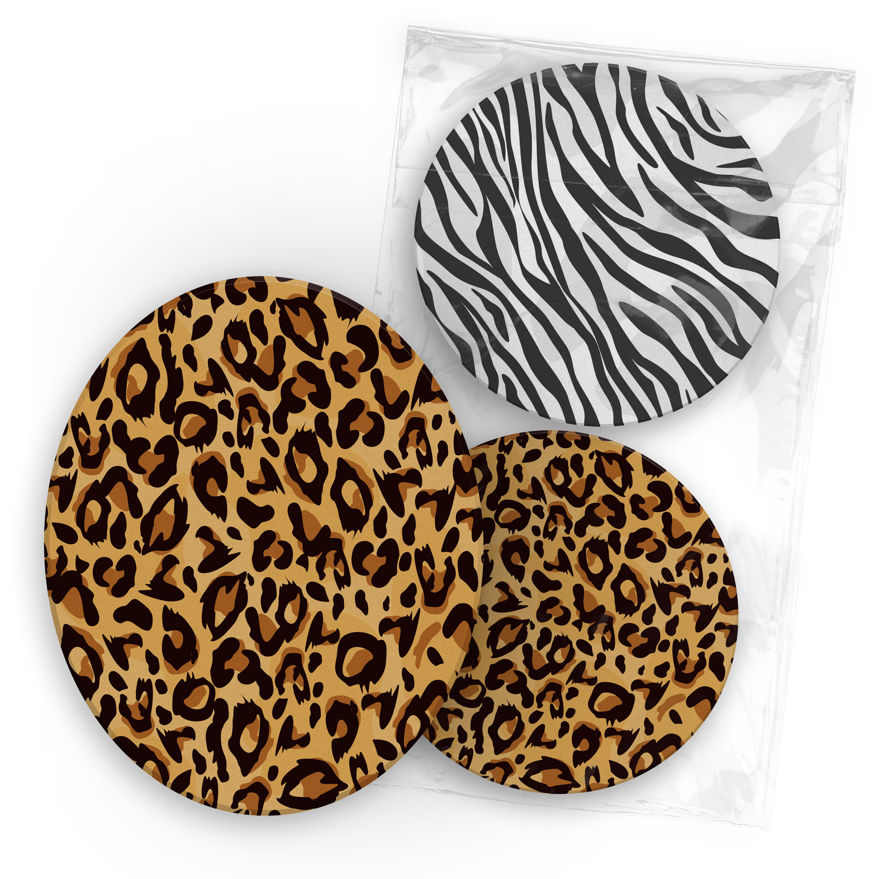 itenga 40x Bierdeckel rund Tiermuster Zebra und Leopard