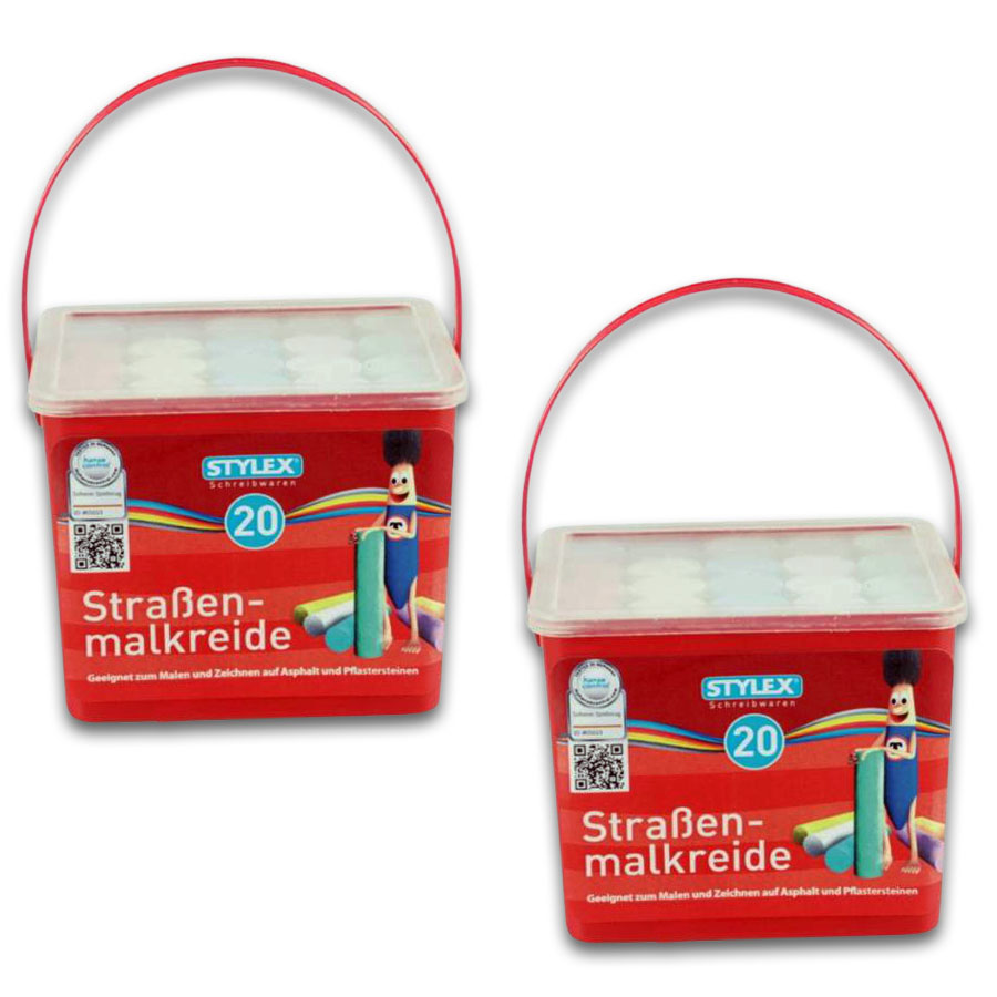 2x Stra�enmalkreide Stylex 20ST eckig Eimer